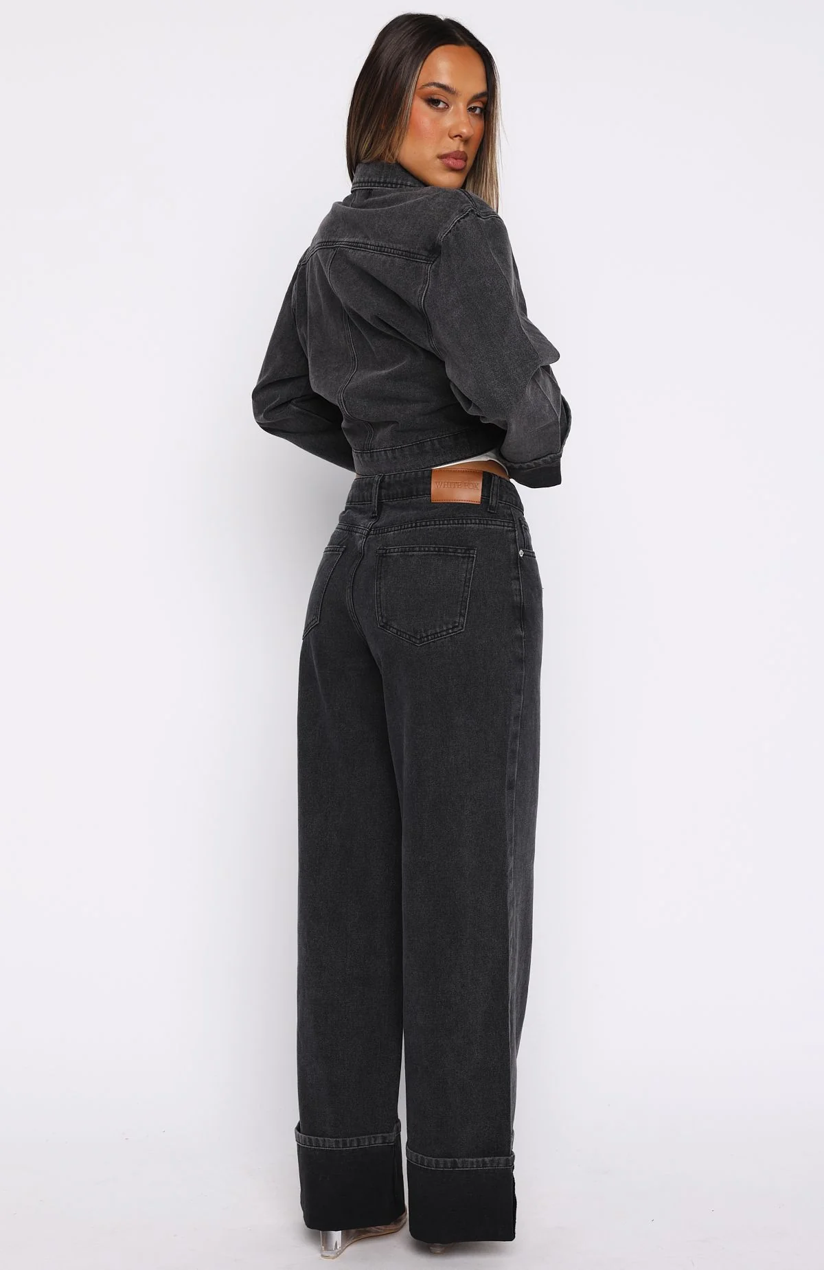 Charlotte Mid Rise Wide Leg Jeans Black Acid - Image 4