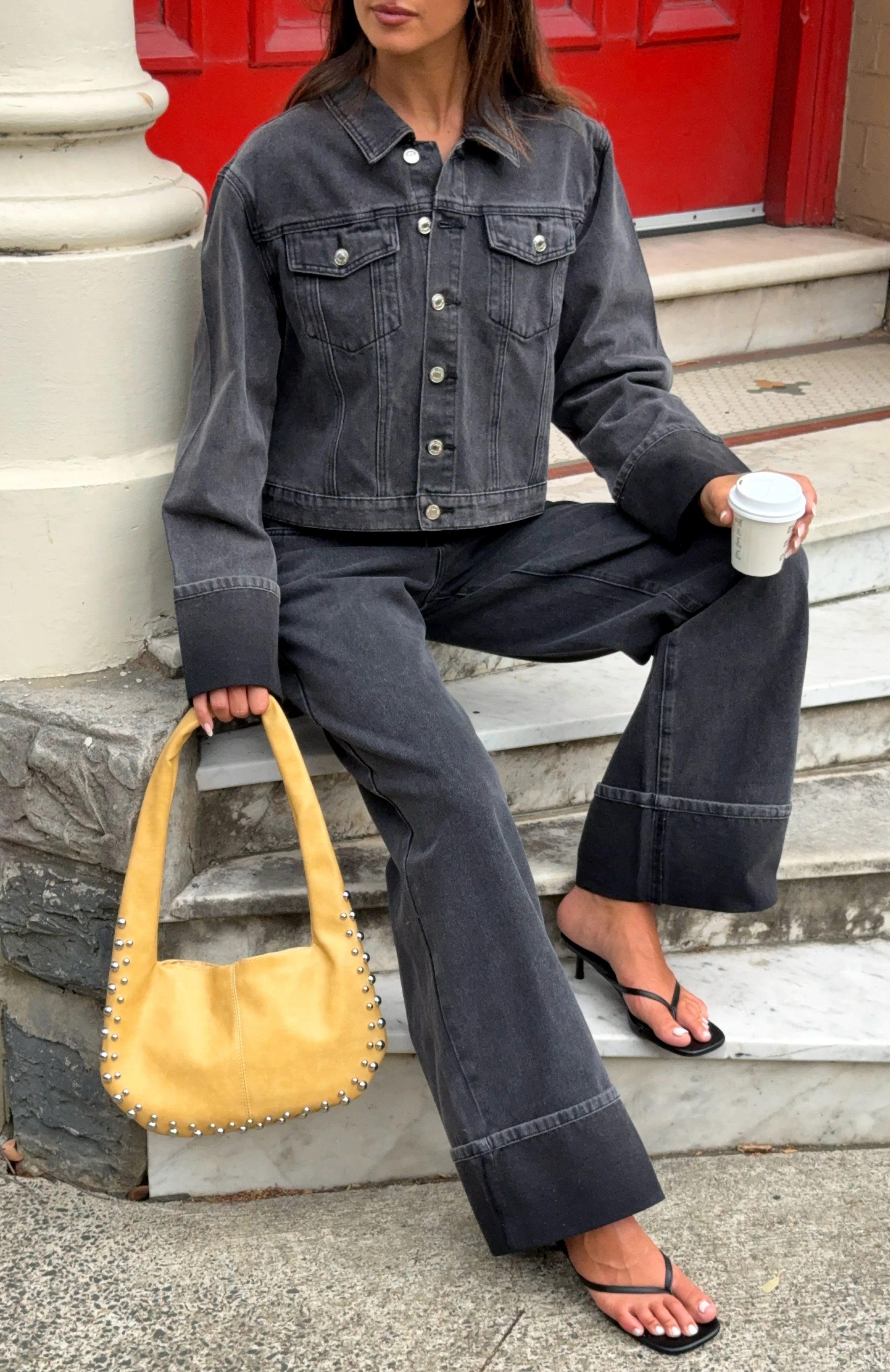 Charlotte Mid Rise Wide Leg Jeans Black Acid - Image 6
