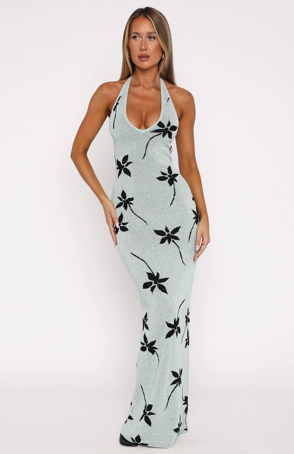 Chasing Heaven Knit Maxi Dress Mint - Image 2