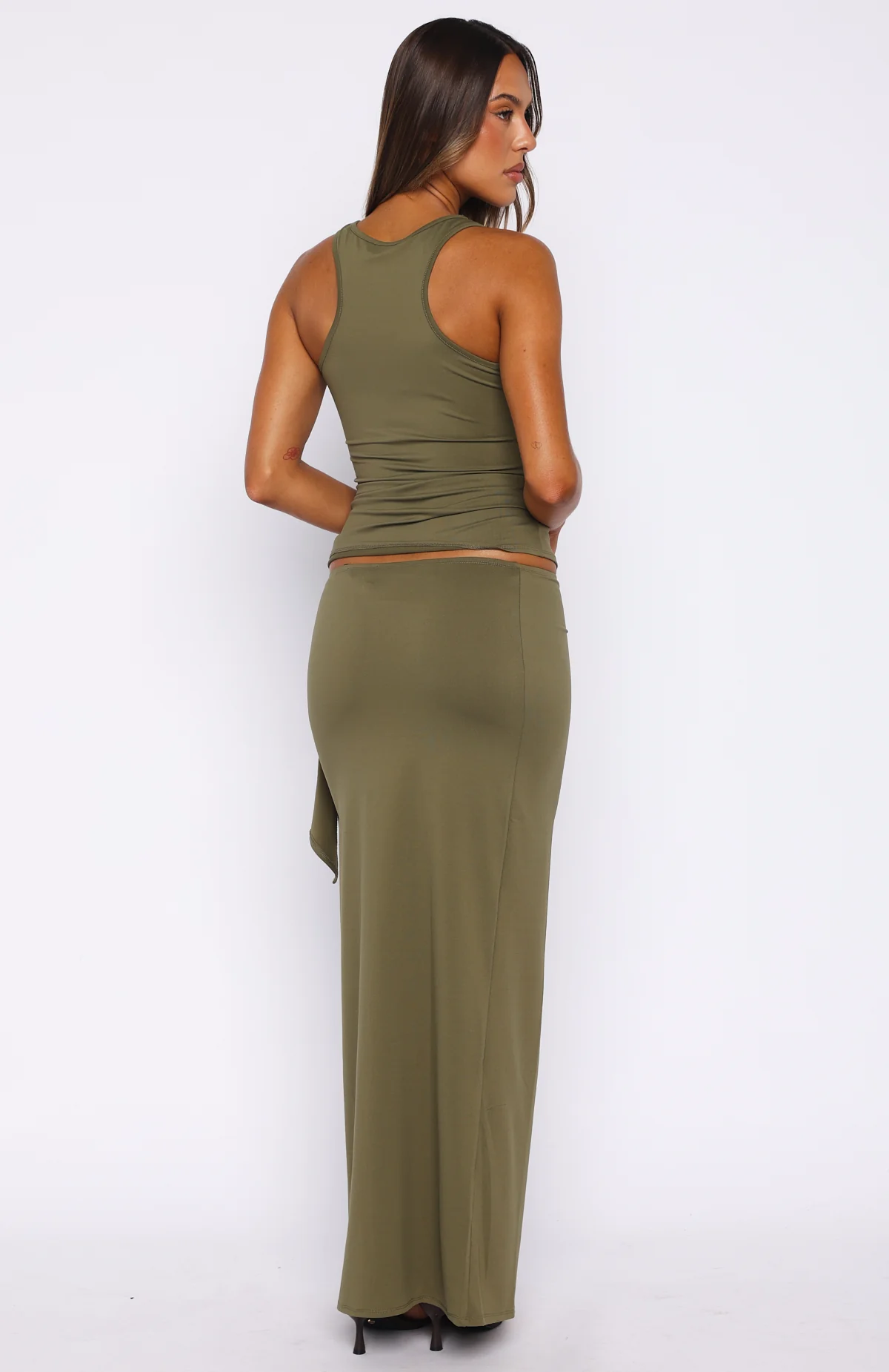 Chasing Stillness Maxi Skirt Olive - Image 4