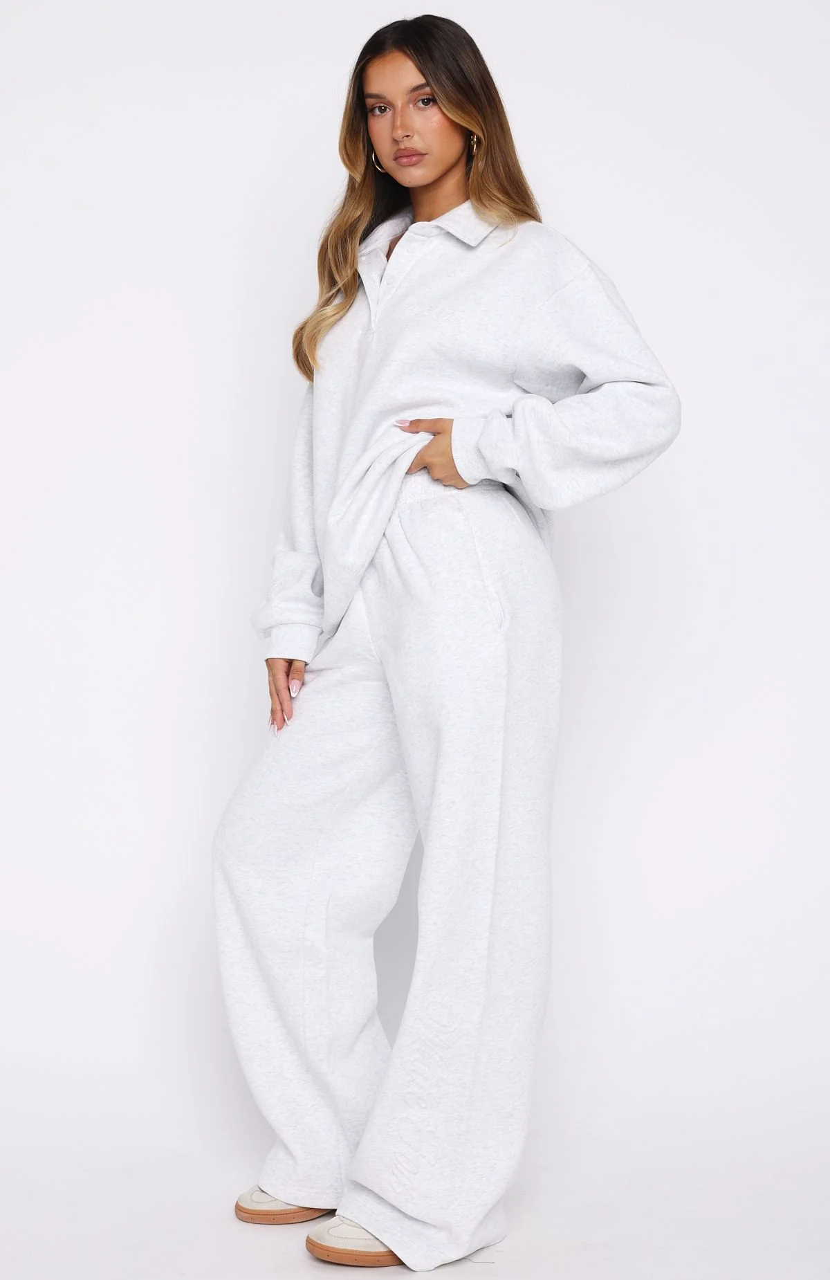 Chill Moves Wide Leg Sweatpants Grey Marle - Image 3