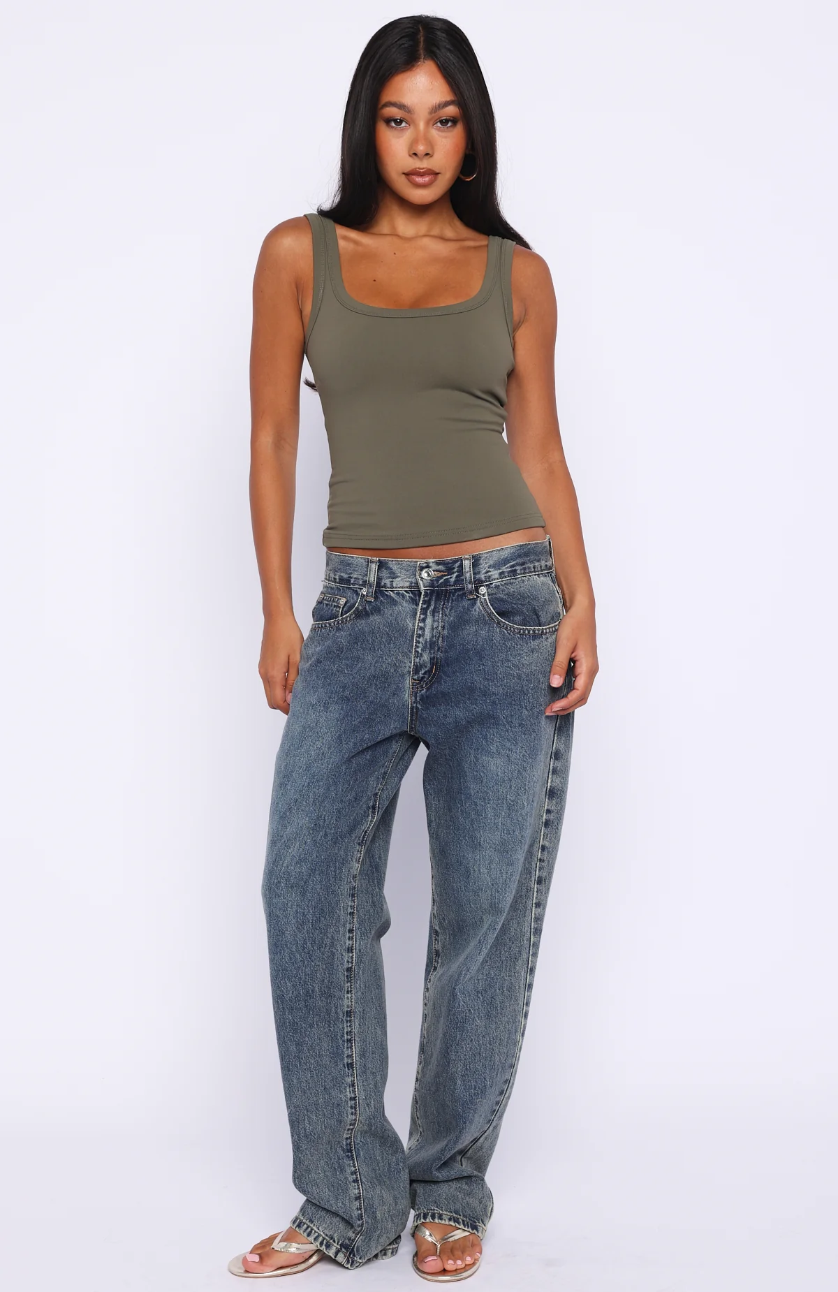 Chill Vibes Tank Top Khaki - Image 6