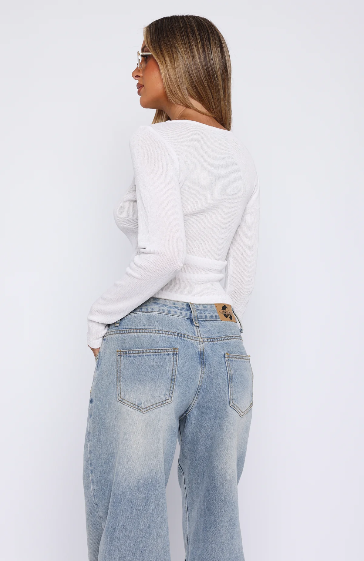 Choose To Stay Long Sleeve Top White - Image 4
