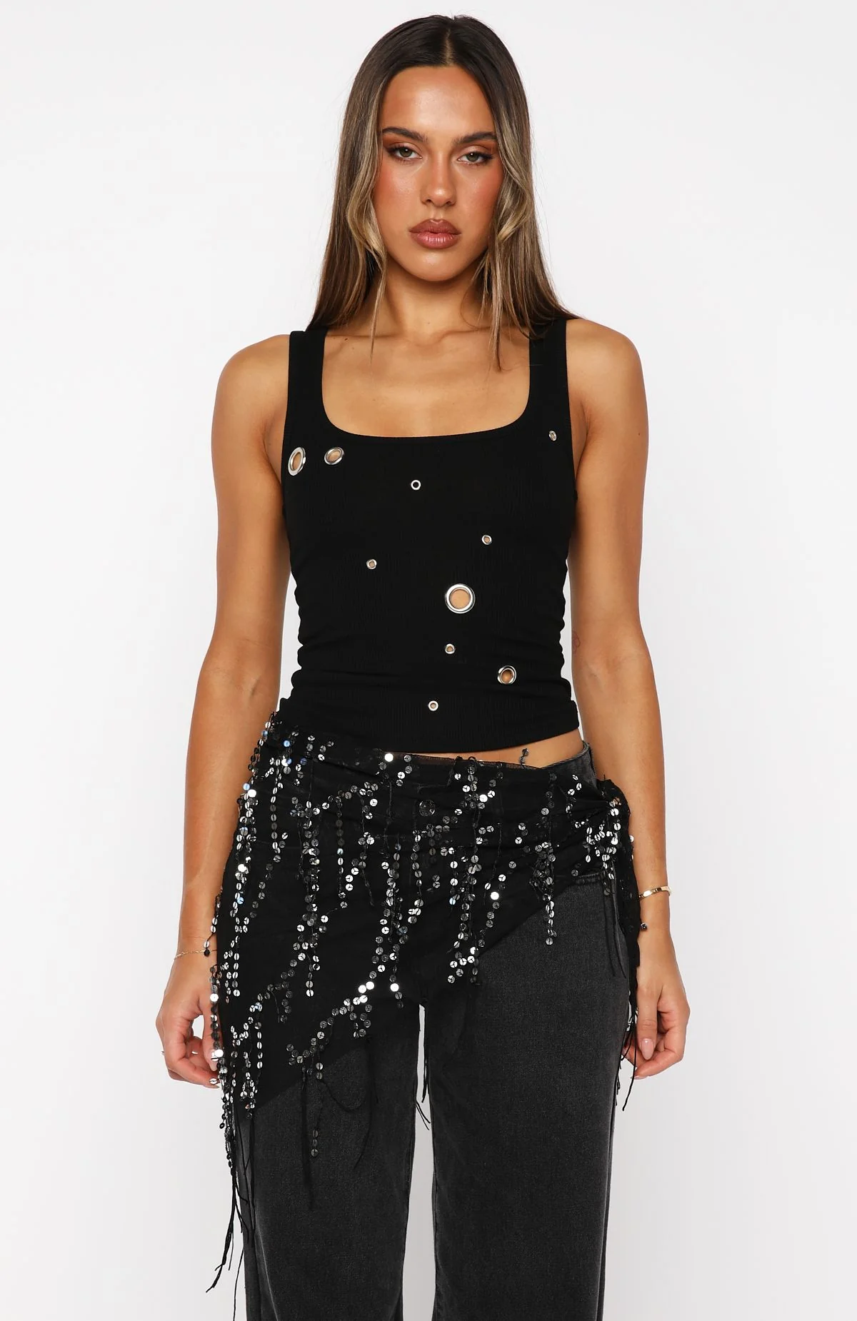 Chrome Aura Ribbed Tank Black - Image 2