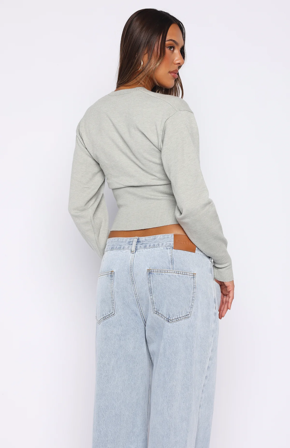 Cindy Cinched Knit Top Grey - Image 4