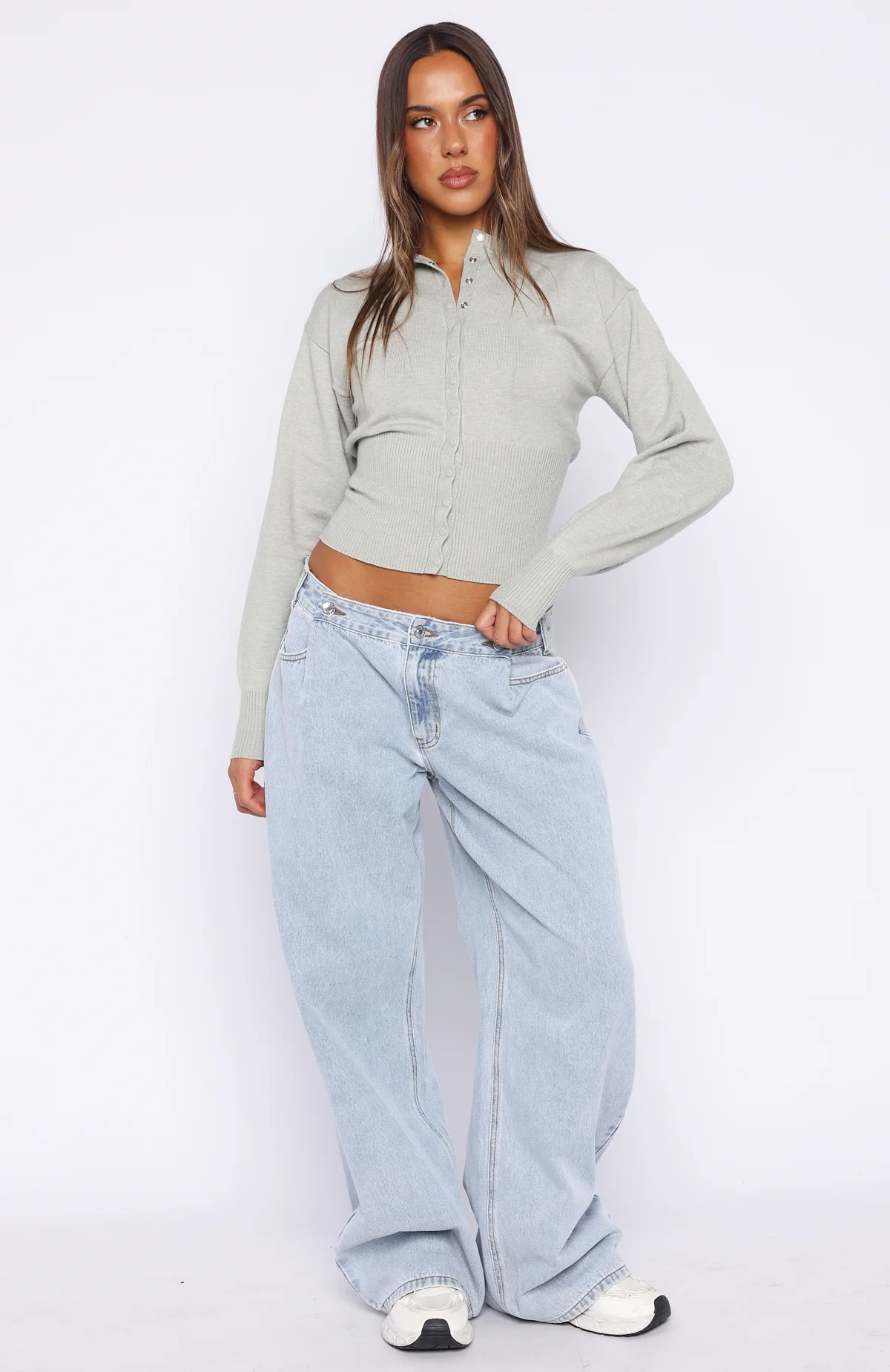 Cindy Cinched Knit Top Grey - Image 5