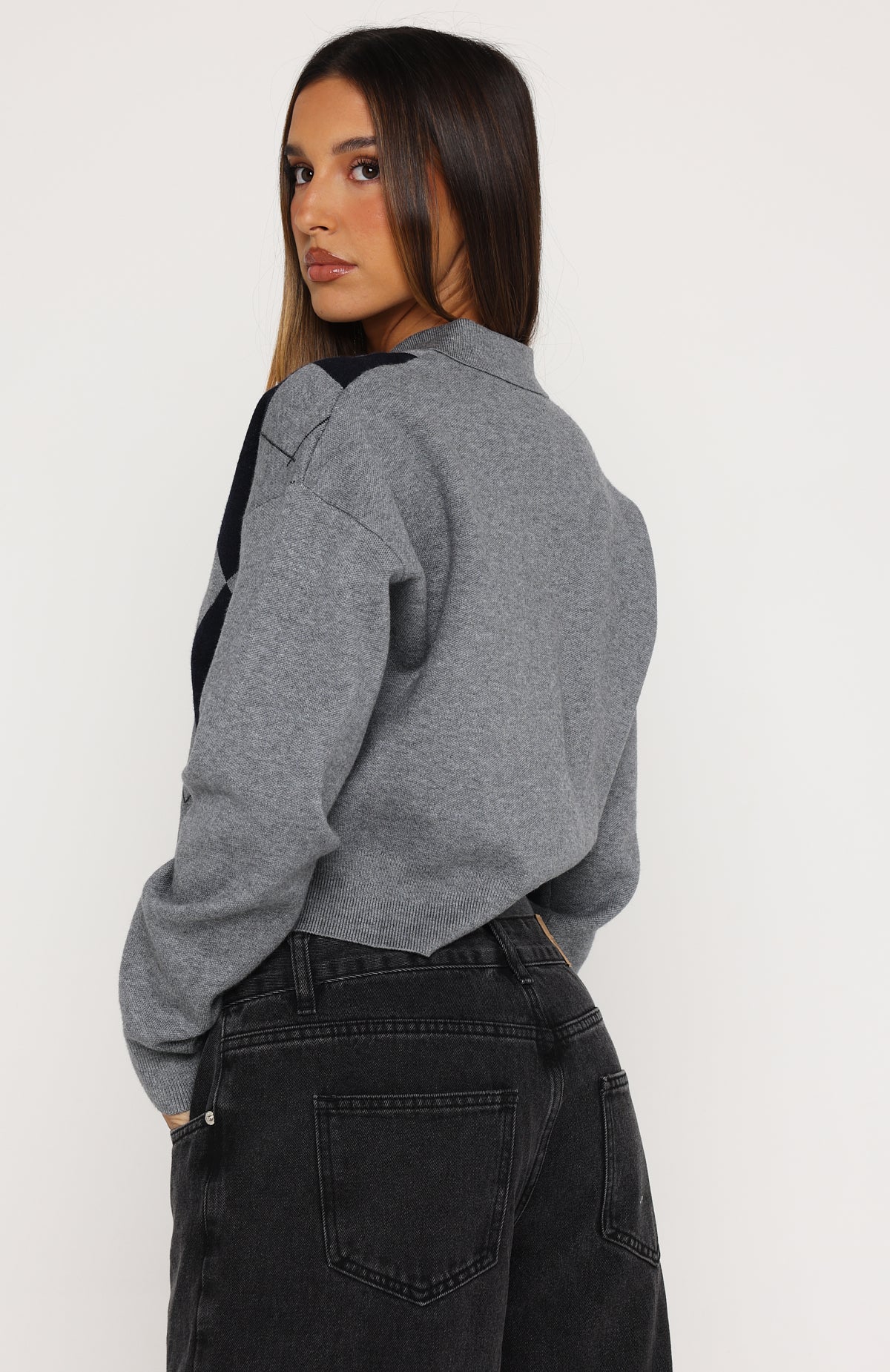Cinzia Argyle Knit Sweater Navy Winter - Image 4