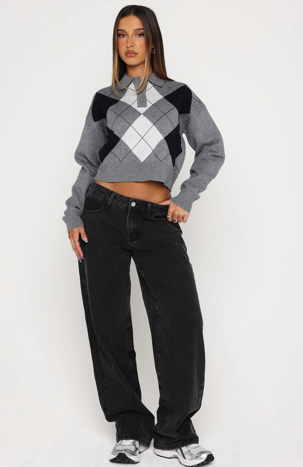 Cinzia Argyle Knit Sweater Navy Winter - Image 5