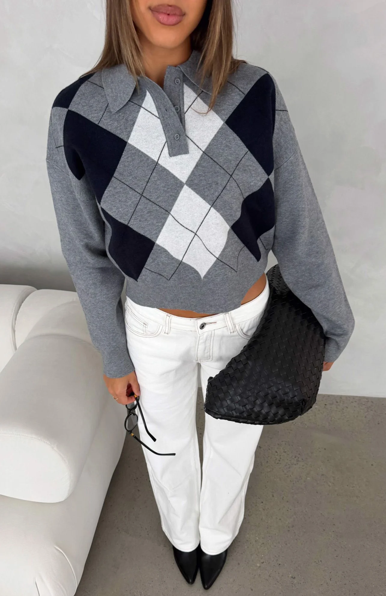 Cinzia Argyle Knit Sweater Navy Winter - Image 6