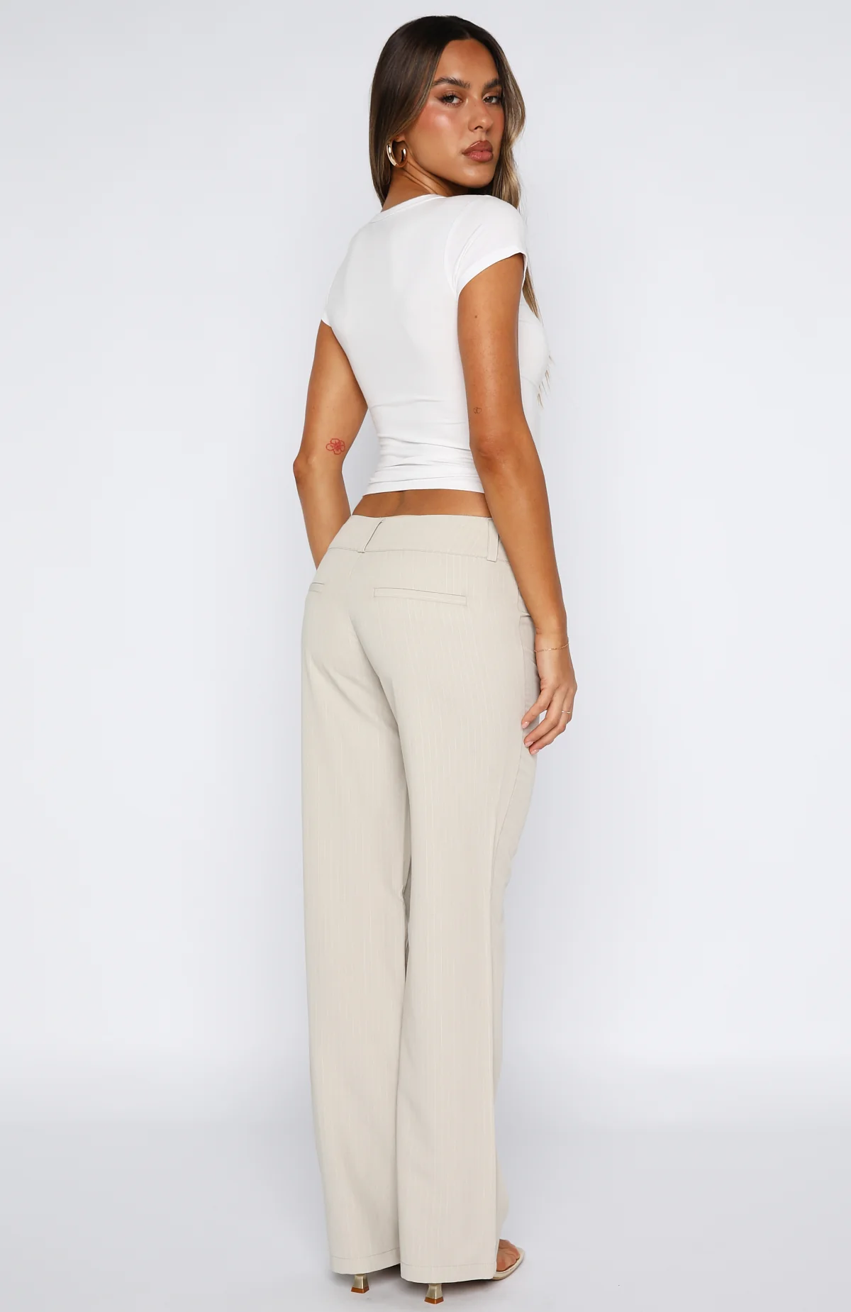 Claim You As Mine Pants Beige Pinstripe - Image 4