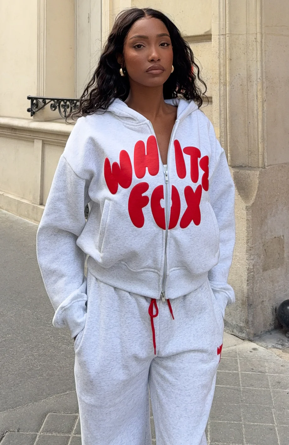 Club 14 Allie Boxy Zip Front Hoodie Grey Marle - Image 2