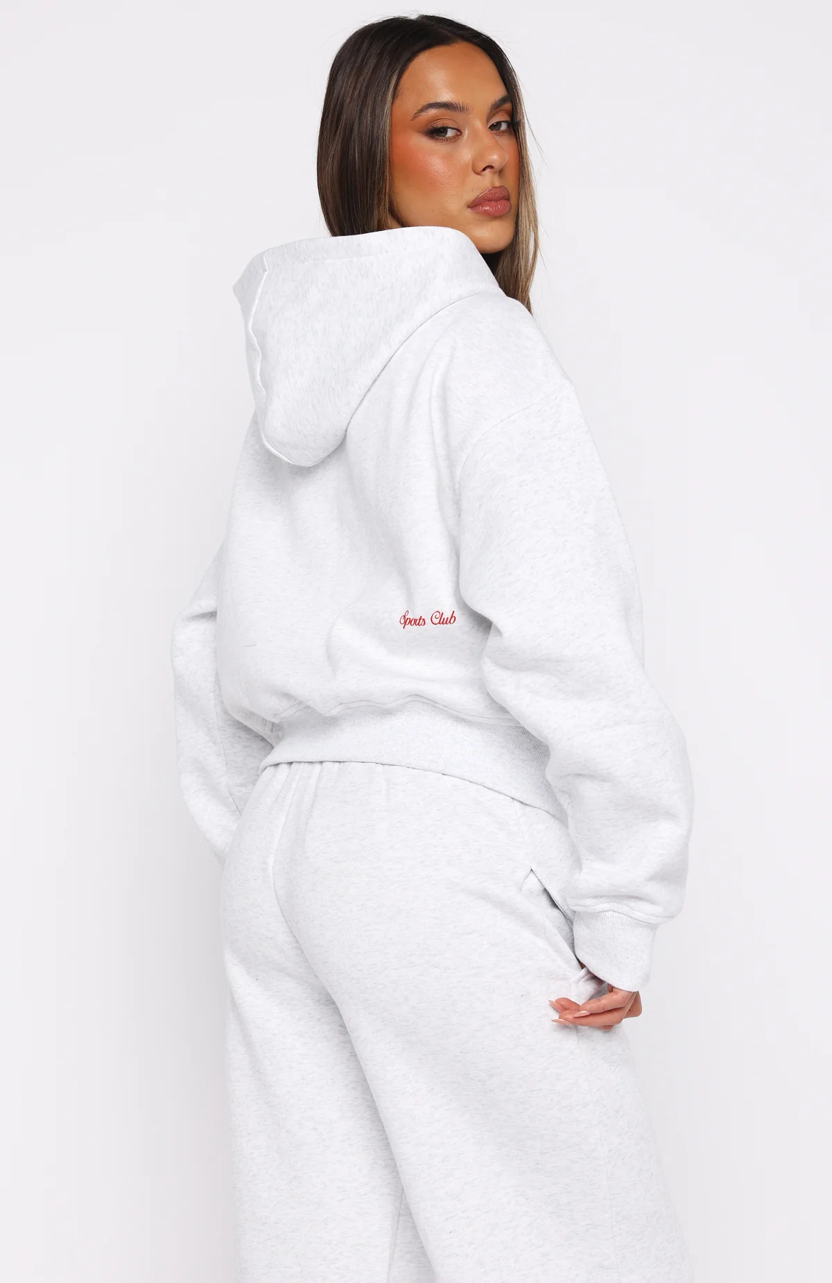Club 14 Allie Boxy Zip Front Hoodie Grey Marle - Image 5