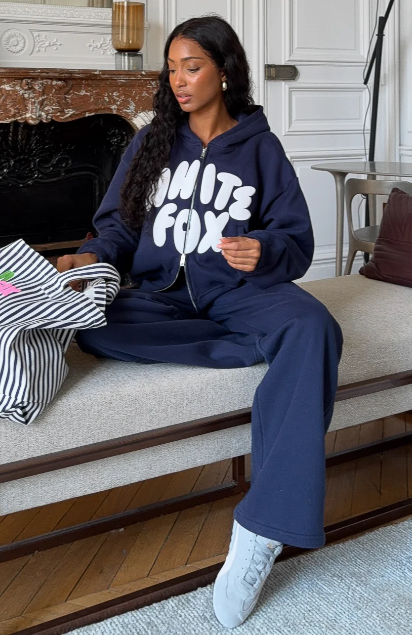 Club 14 Allie Boxy Zip Front Hoodie Navy - Image 3