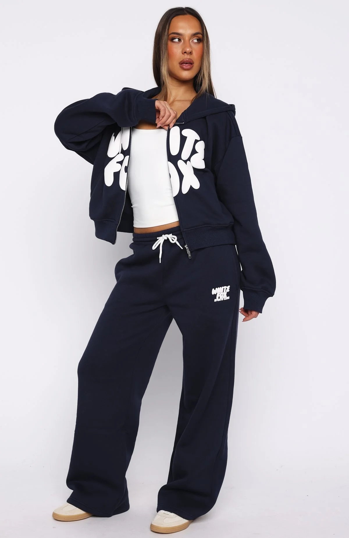 Club 14 Allie Boxy Zip Front Hoodie Navy - Image 7