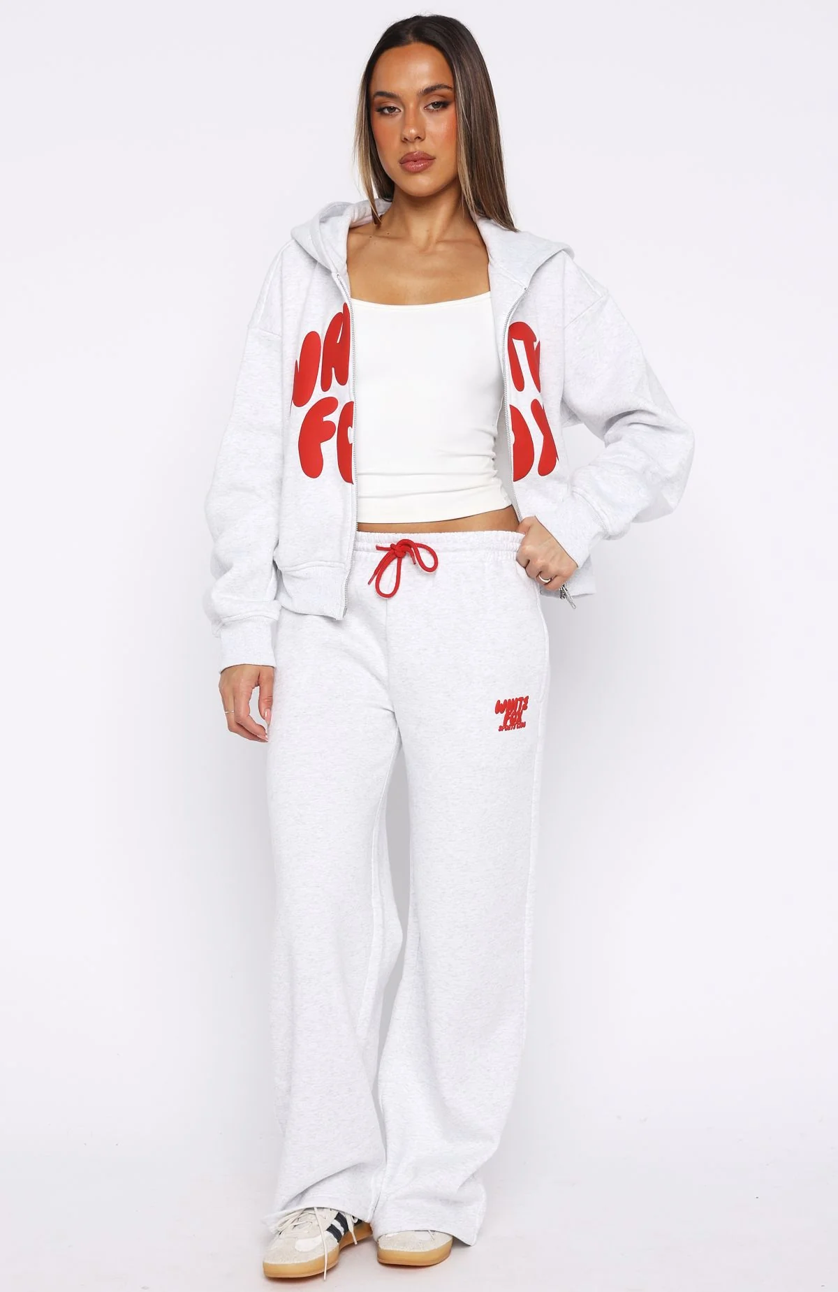 Club 14 Allie Wide Leg Sweatpants Grey Marle - Image 3