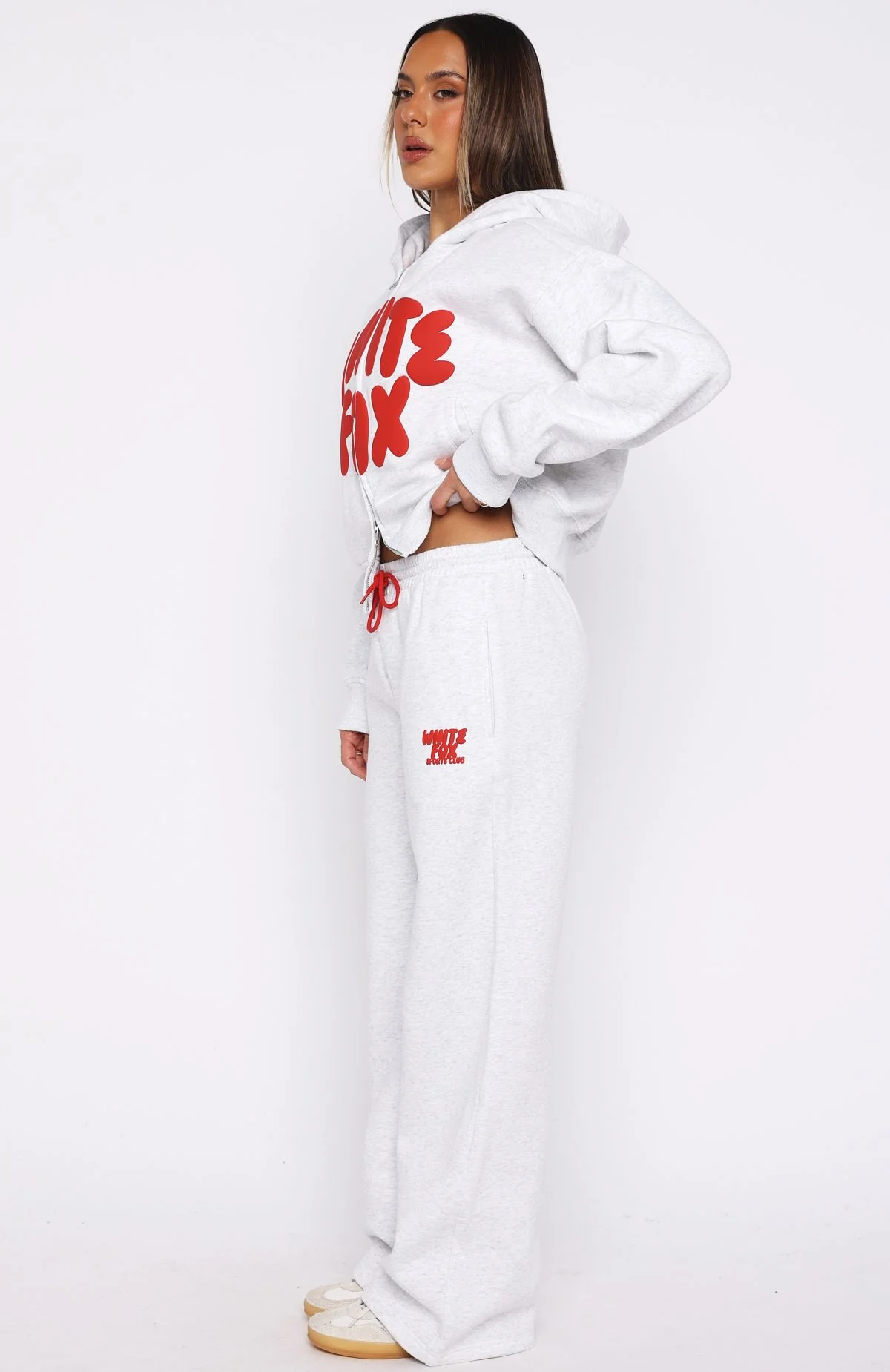 Club 14 Allie Wide Leg Sweatpants Grey Marle - Image 4