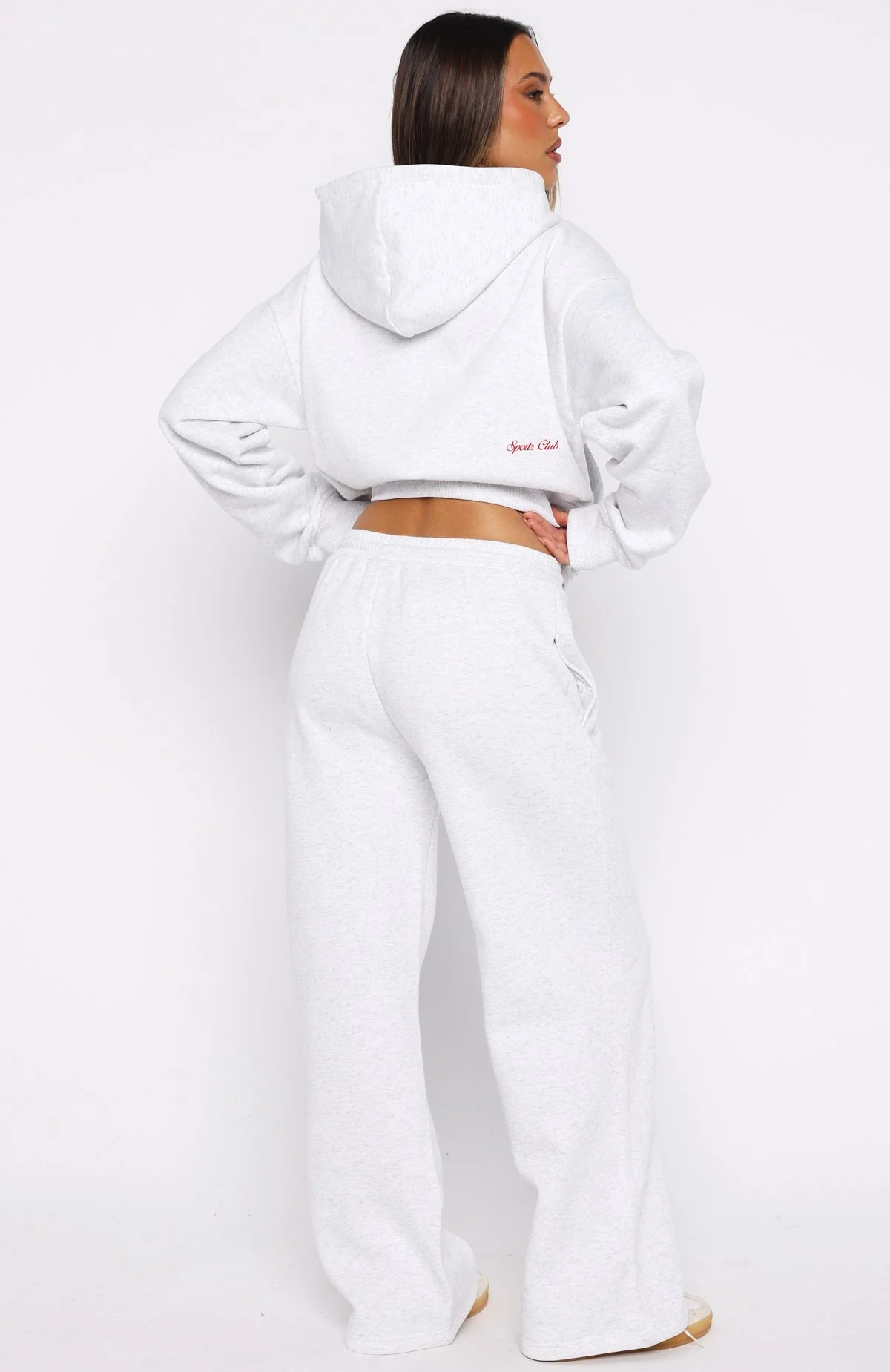 Club 14 Allie Wide Leg Sweatpants Grey Marle - Image 5