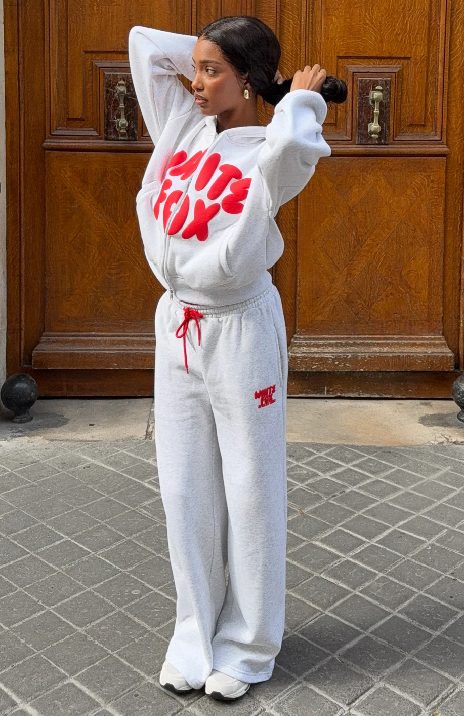 Club 14 Allie Wide Leg Sweatpants Grey Marle - Image 8