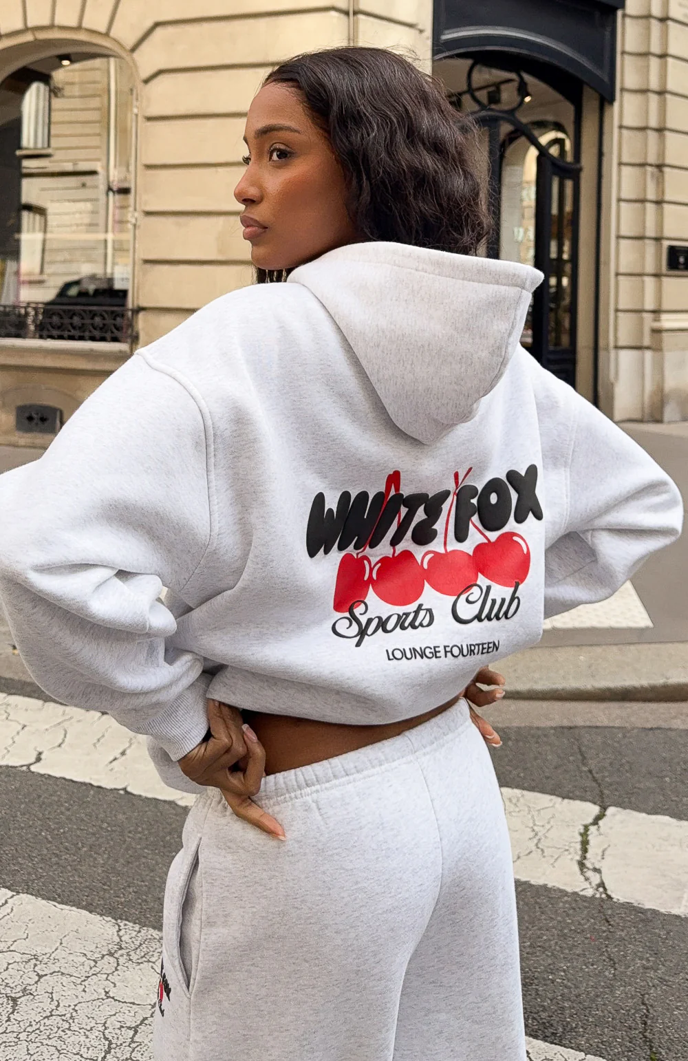Club 14 Cassie Boxy Hoodie Grey Marle - Image 2