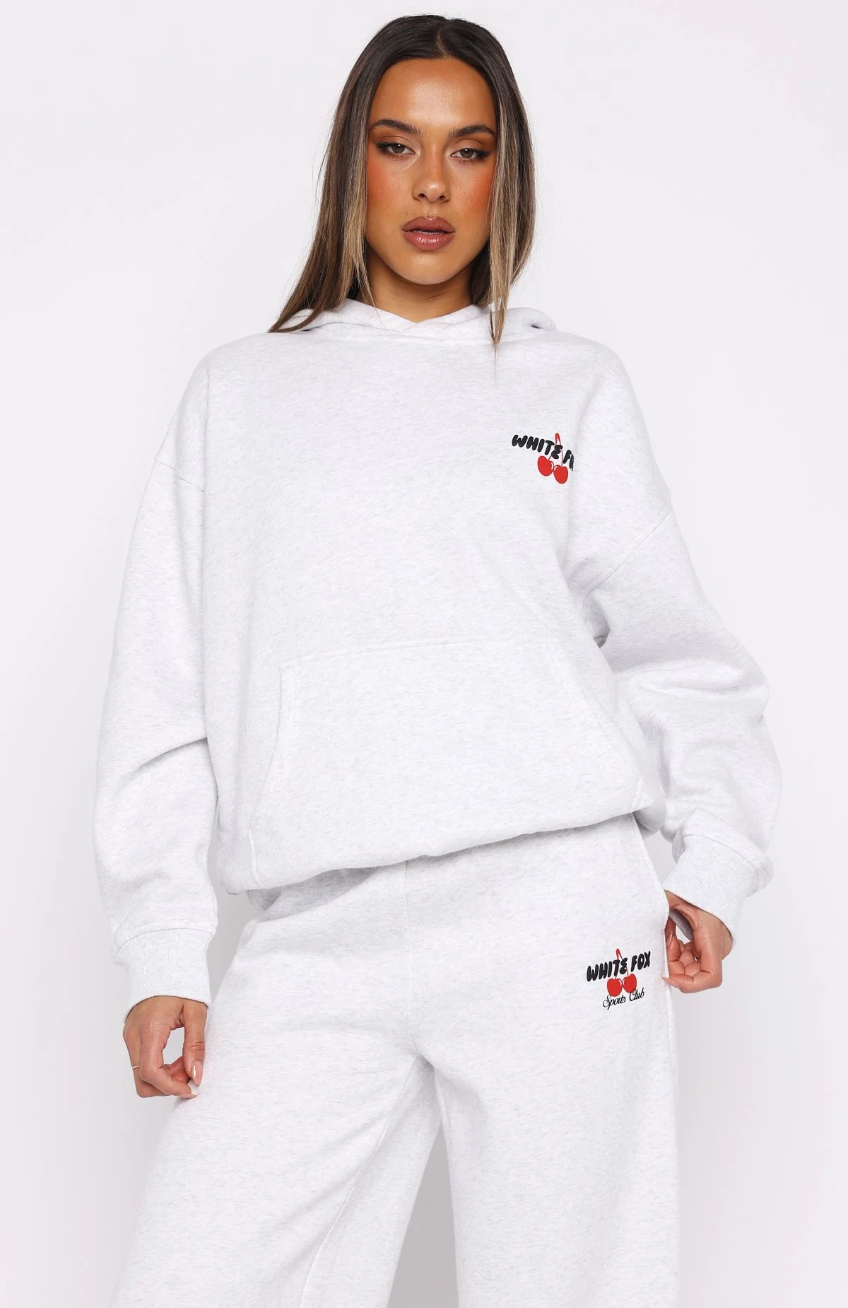 Club 14 Cassie Boxy Hoodie Grey Marle - Image 3