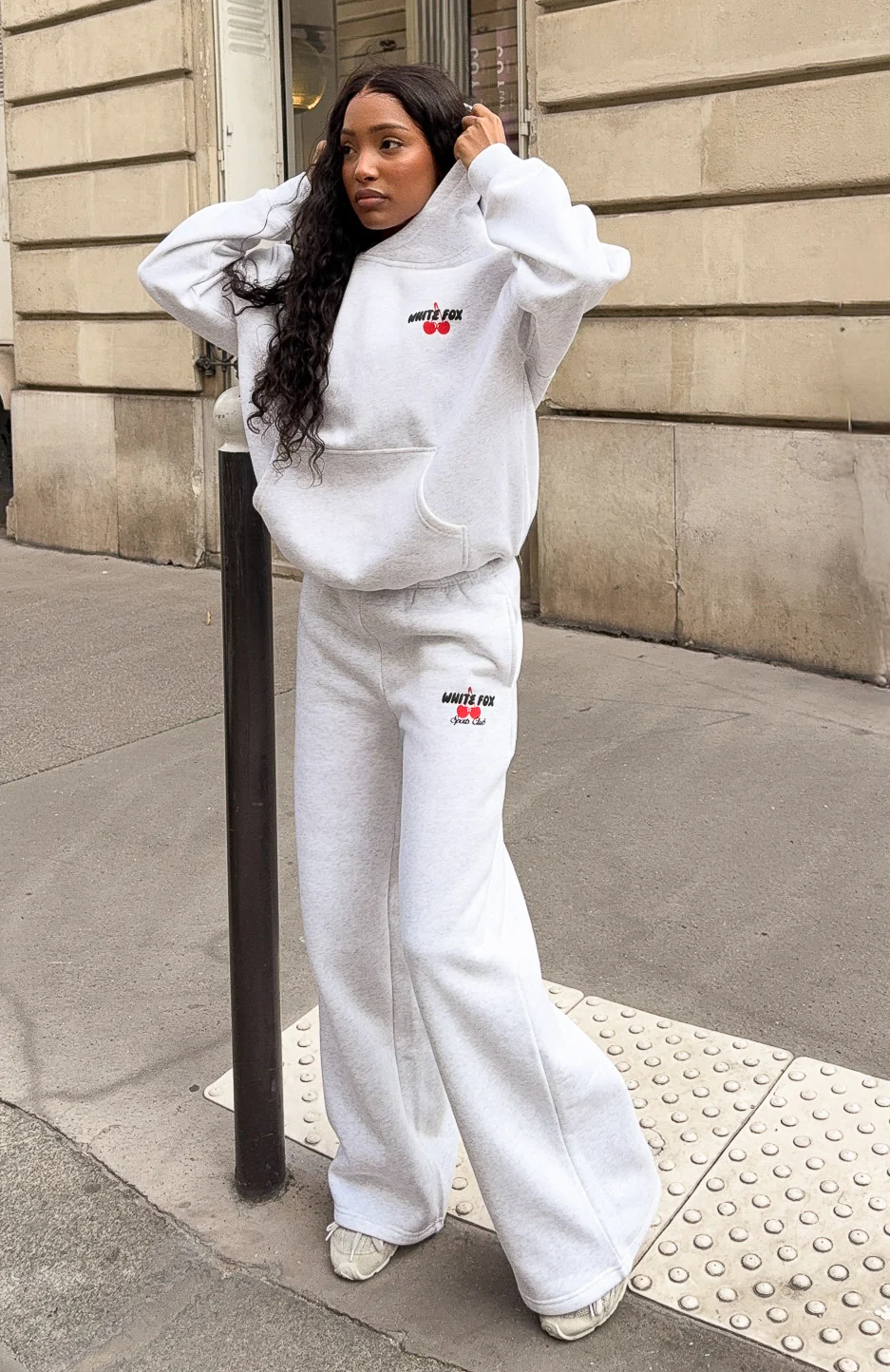 Club 14 Cassie Wide Leg Sweatpants Grey Marle - Image 2