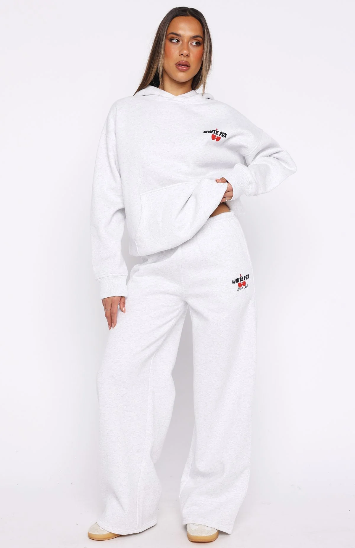 Club 14 Cassie Wide Leg Sweatpants Grey Marle - Image 3