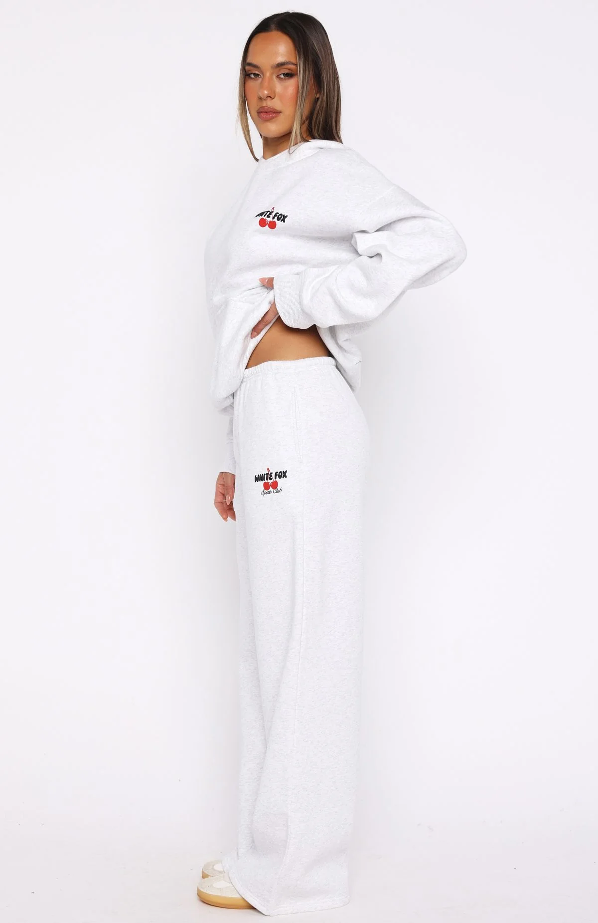 Club 14 Cassie Wide Leg Sweatpants Grey Marle - Image 4