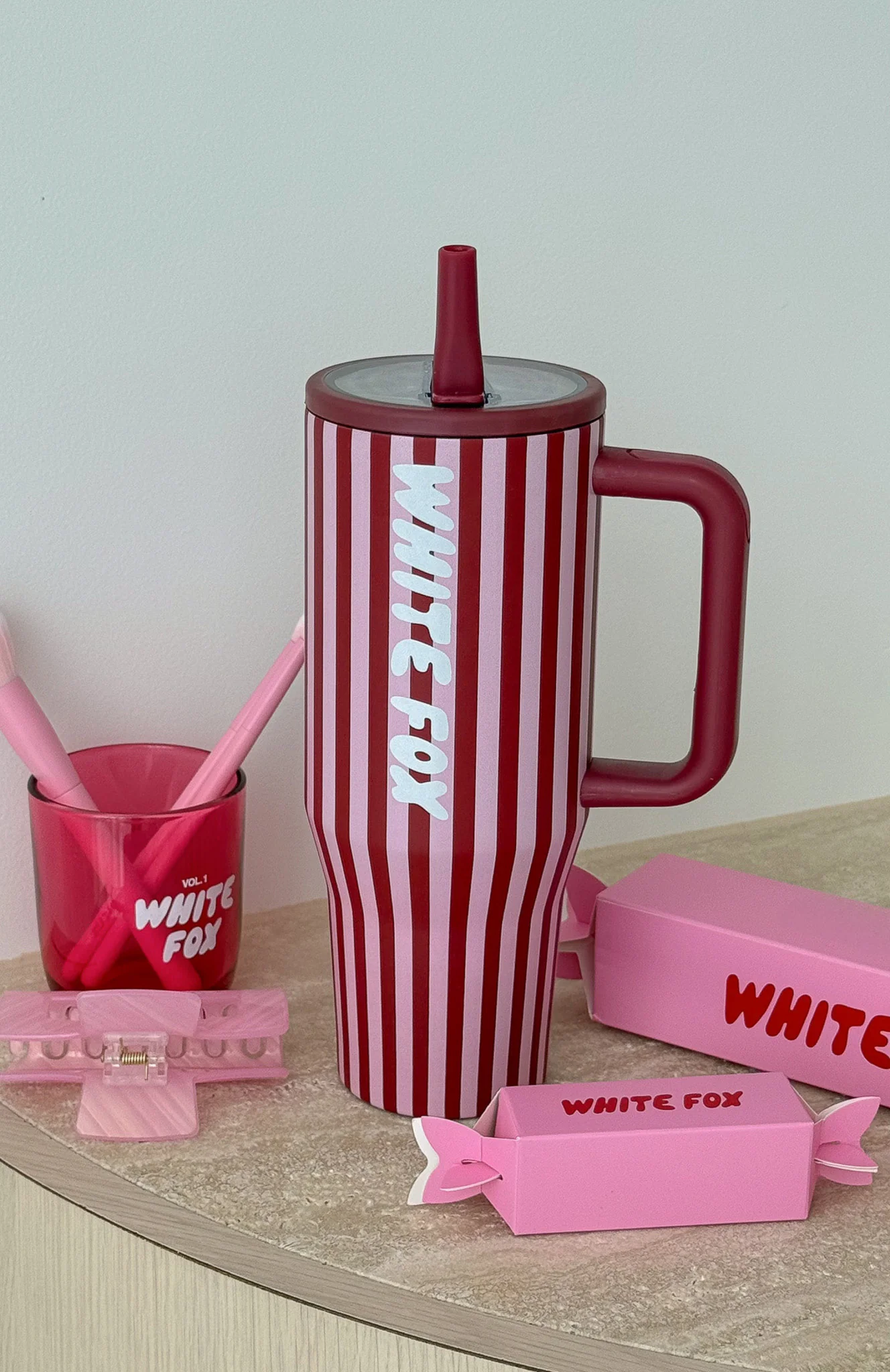 Colson Drink Bottle 1.2 Litre Burgundy Stripe - Image 3