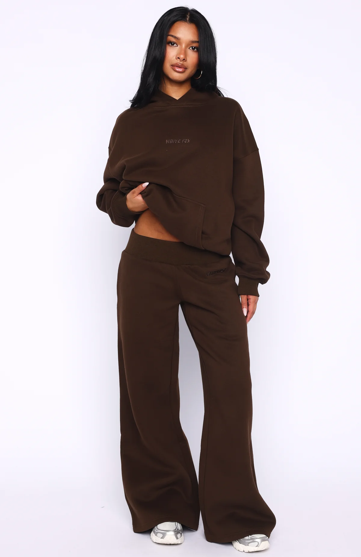 Come A Long Way Wide Leg Sweatpants Chocolate - Image 2