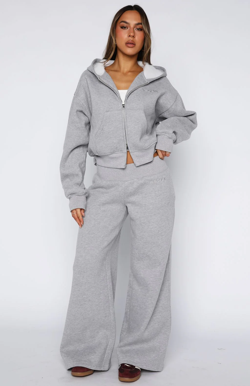 Come A Long Way Wide Leg Sweatpants Grey Marle - Image 3