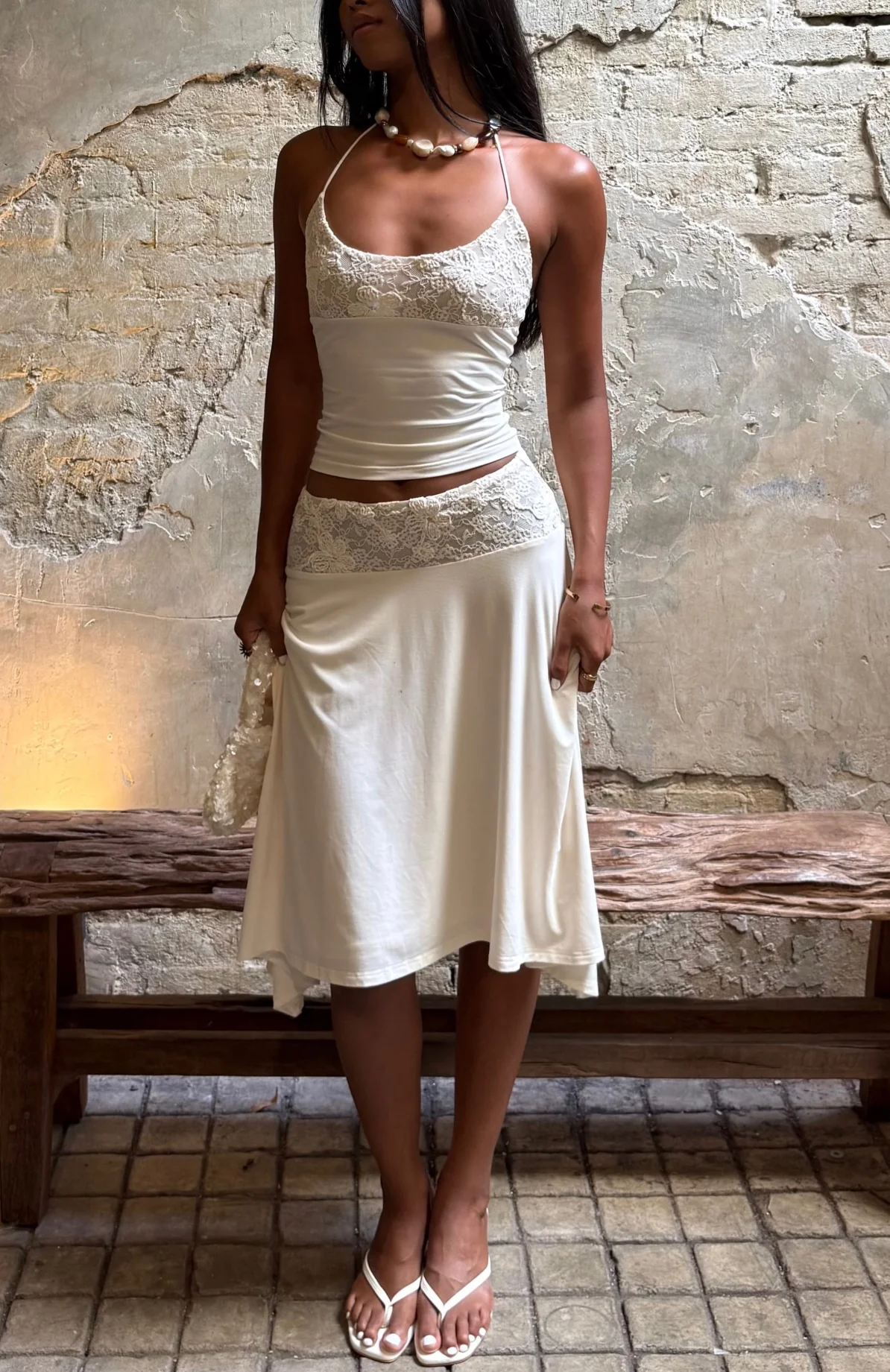 Cool Chaos Midi Skirt Off White - Image 8