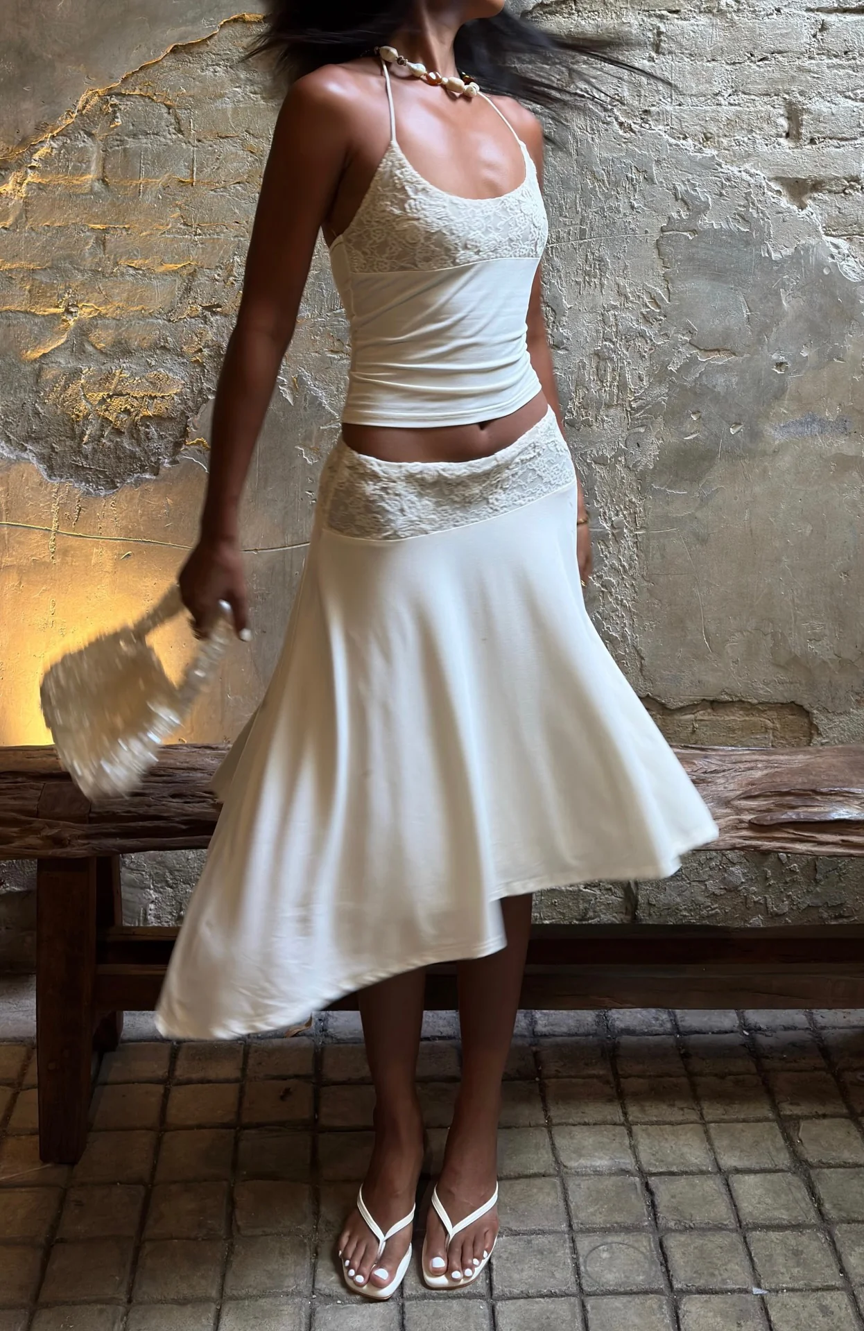 Cool Chaos Midi Skirt Off White - Image 9