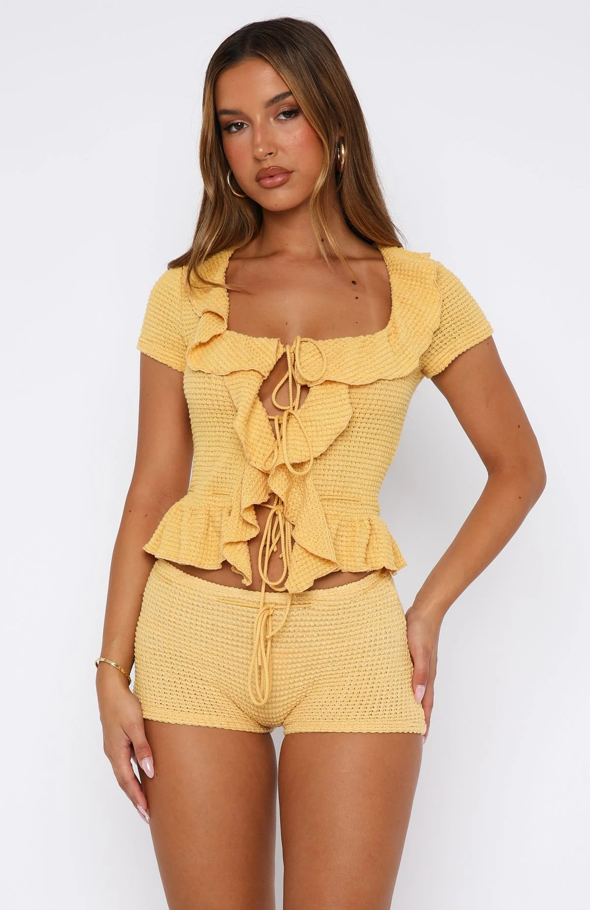 Cool It Crochet Short Sleeve Top Mango - Image 2