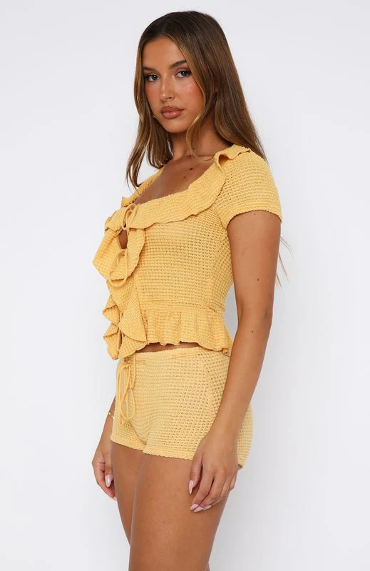 Cool It Crochet Short Sleeve Top Mango - Image 3