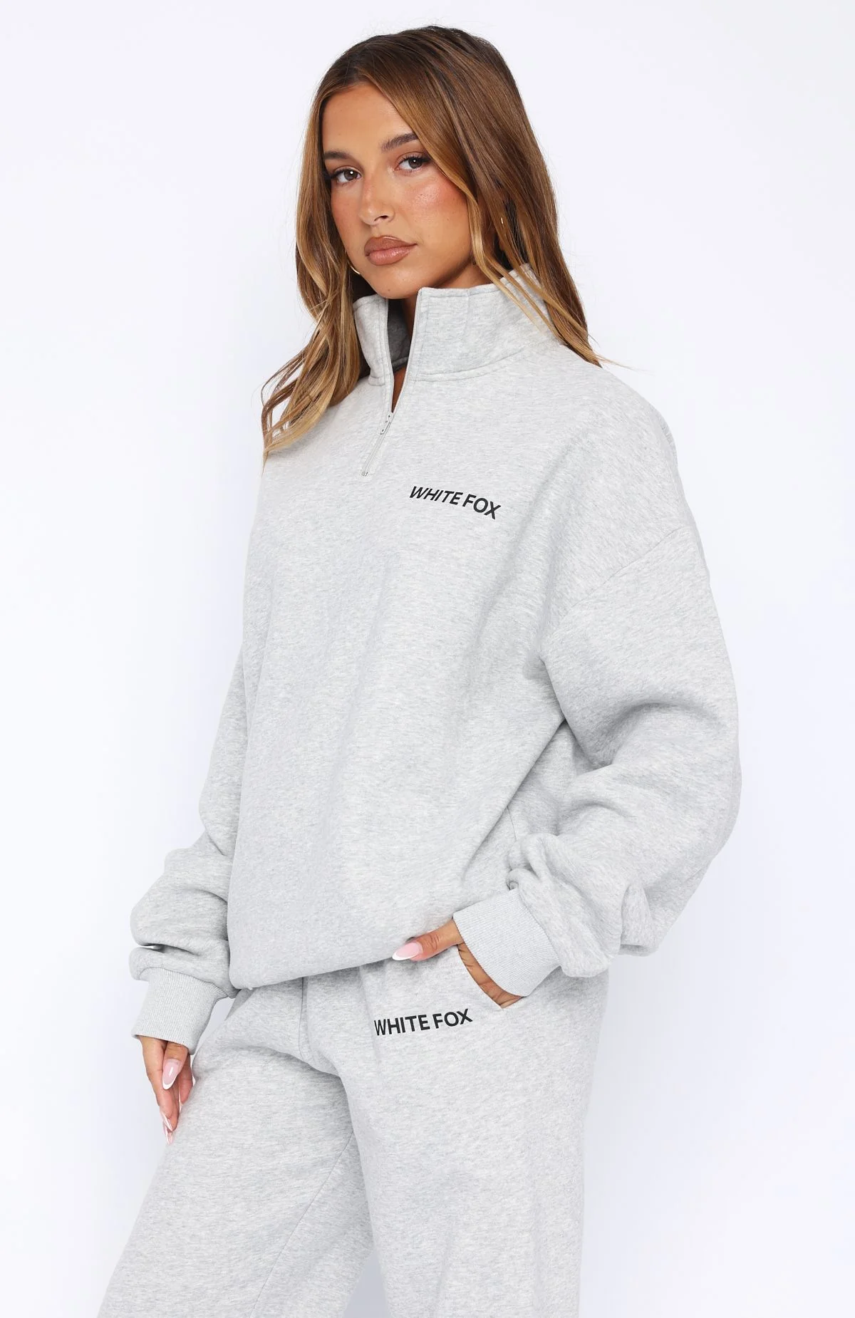 Core Classic Zip Front Sweater Dark Grey Marle - Image 3