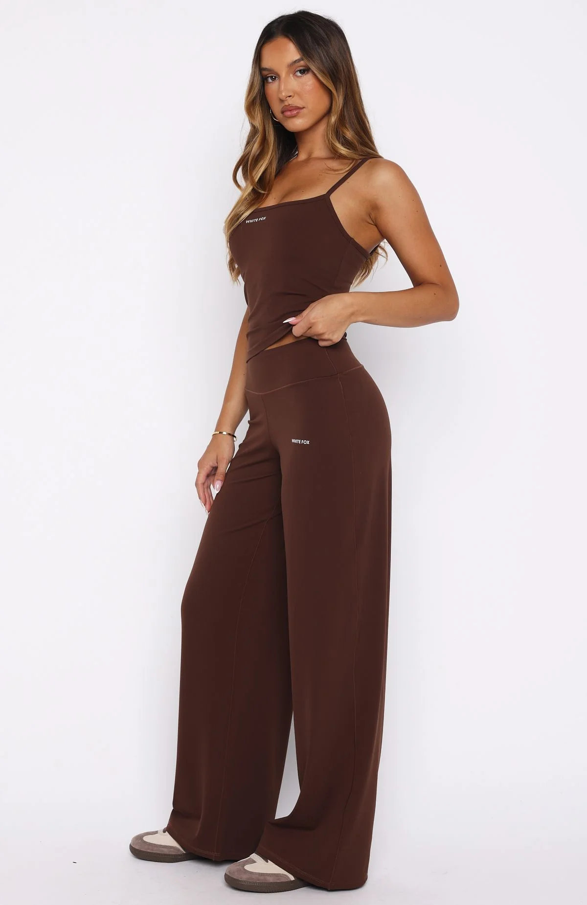 Core Strengths Wide Leg Pants Chocolate - Image 3