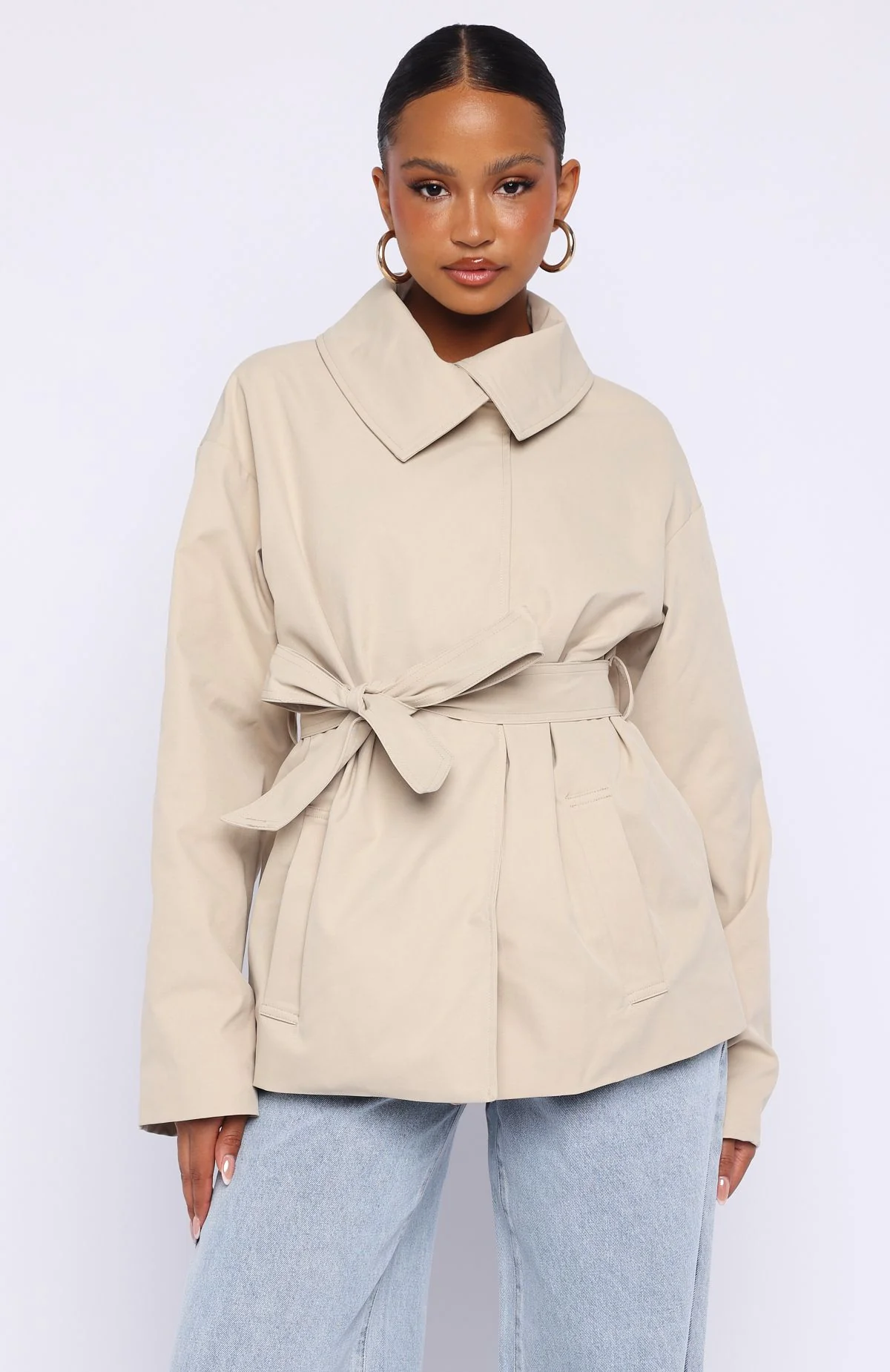Could Touch Cropped Trench Jacket Sand - Image 3