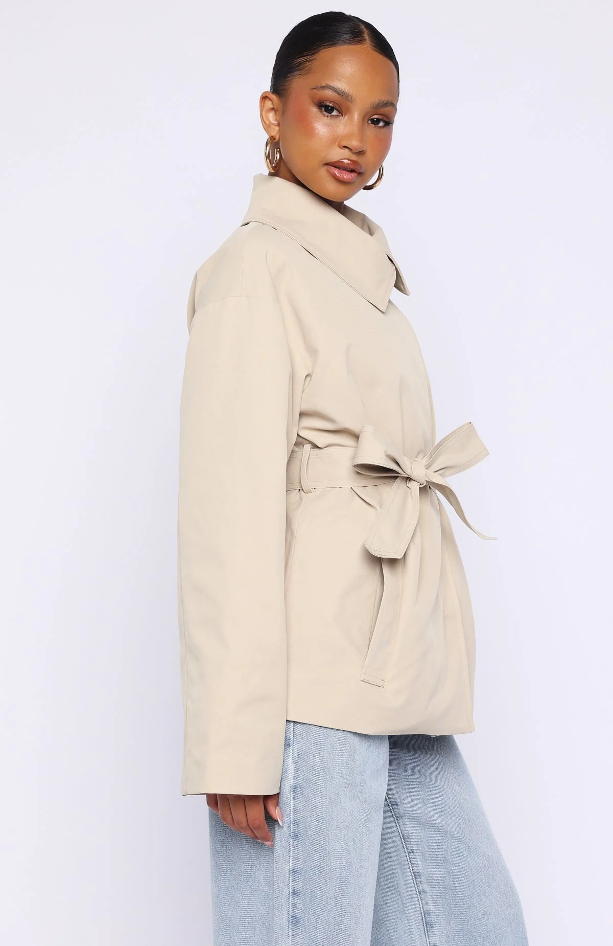 Could Touch Cropped Trench Jacket Sand - Image 4