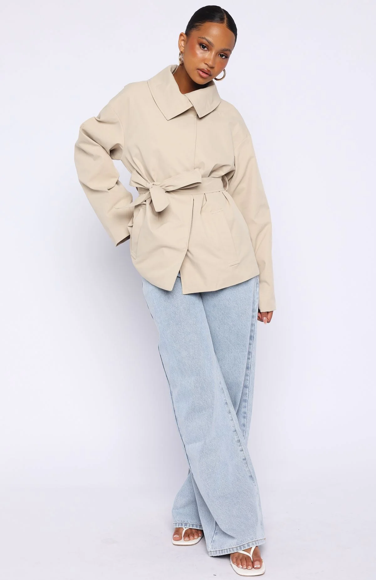 Could Touch Cropped Trench Jacket Sand - Image 6