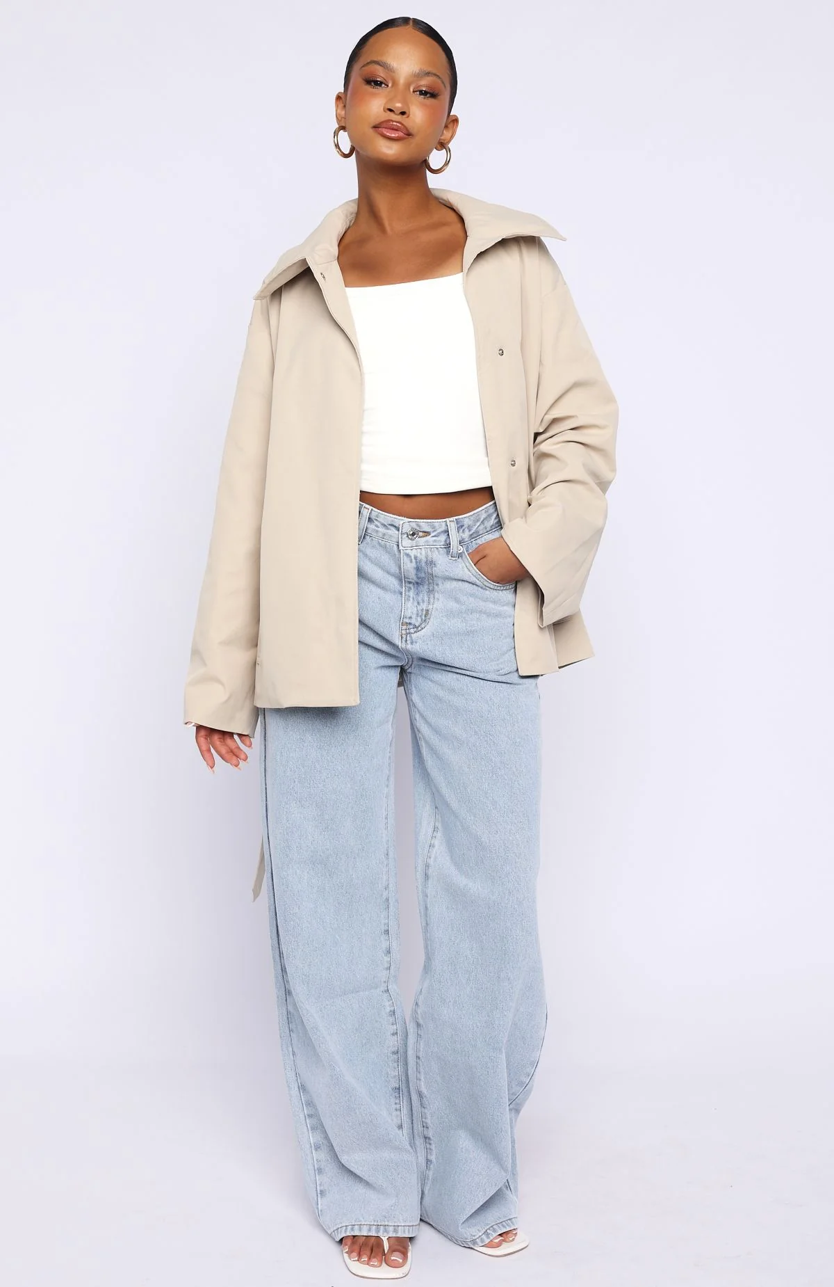 Could Touch Cropped Trench Jacket Sand - Image 7
