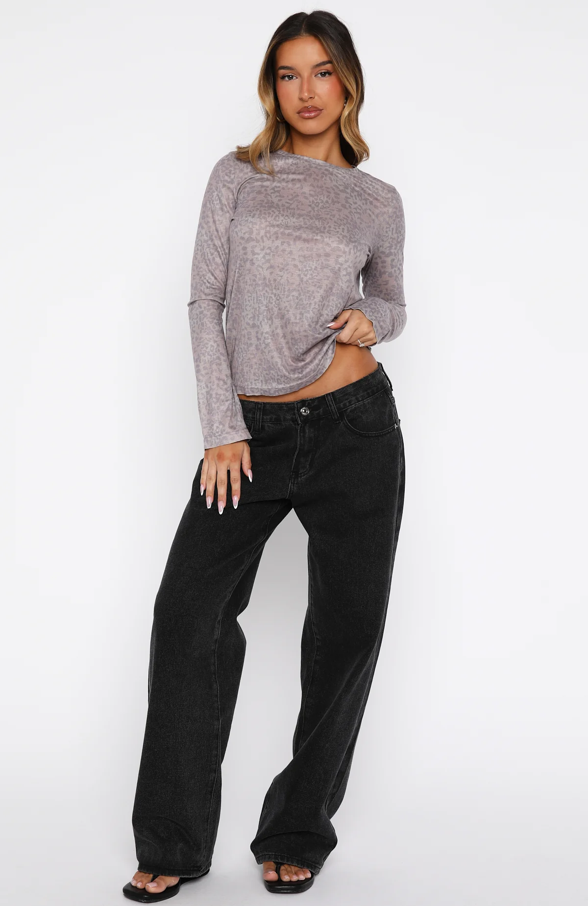 Courtside Seated Long Sleeve Top Leopard - Image 5