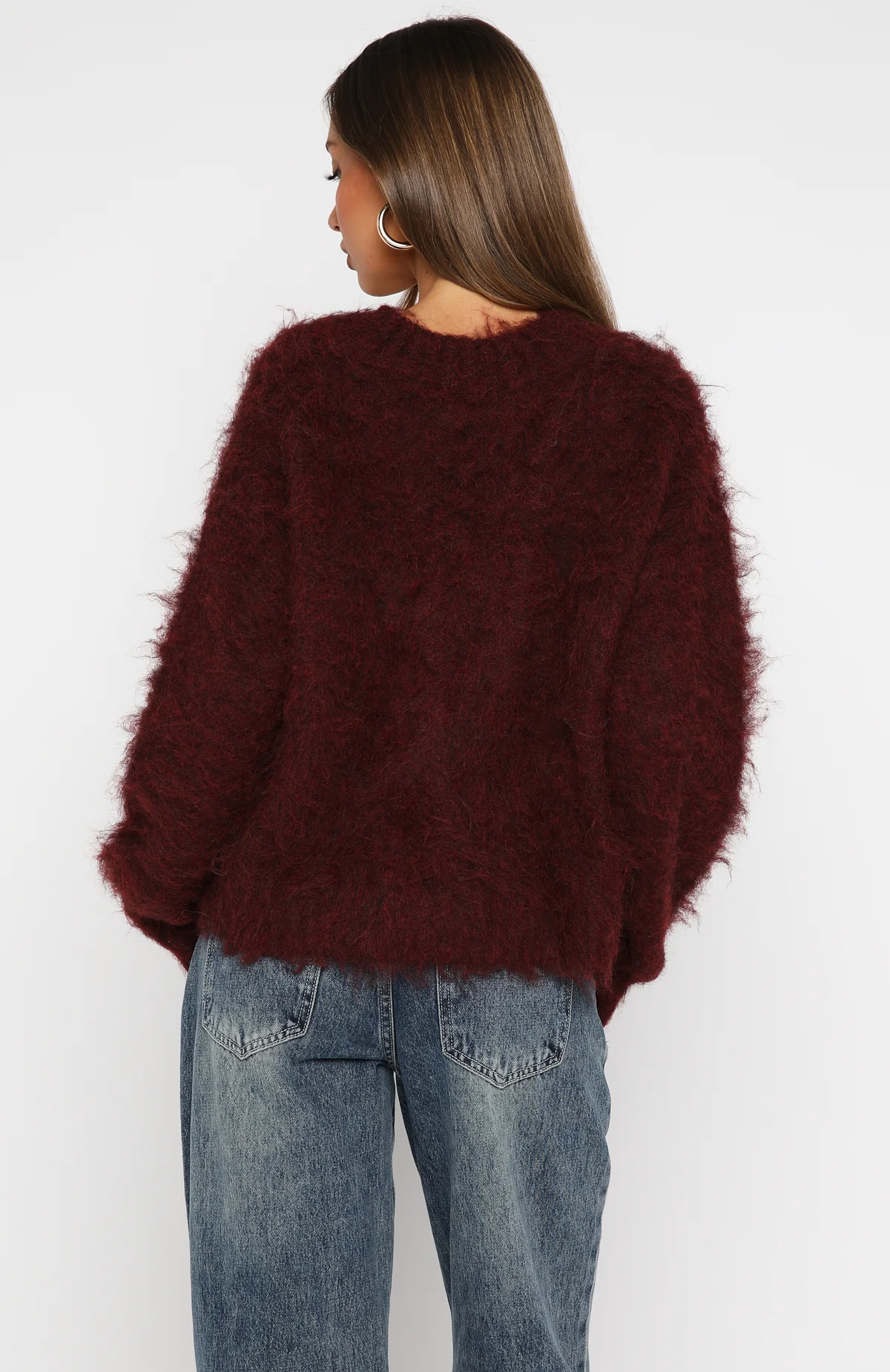 Cozy Vibes Knit Cardigan Bordeaux - Image 5