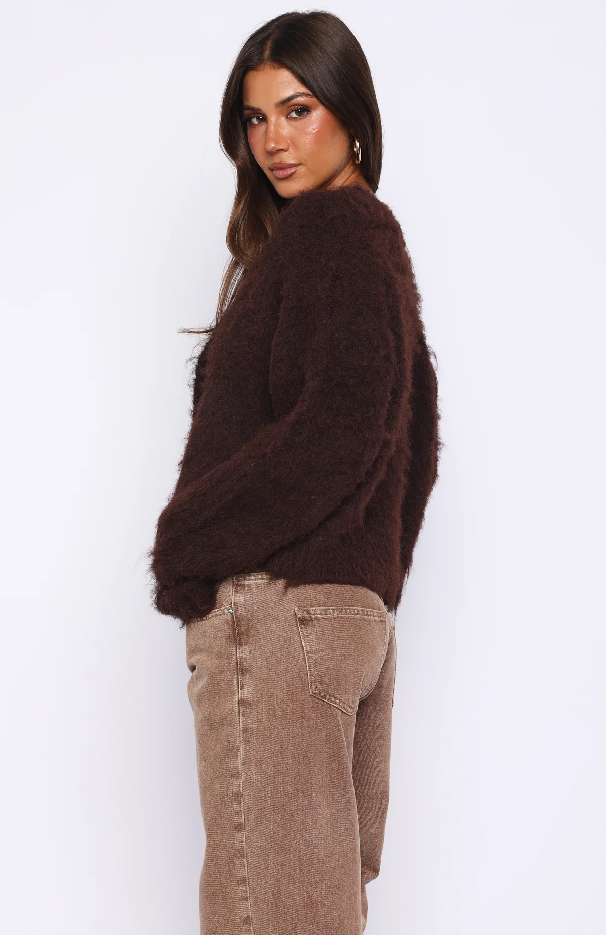 Cozy Vibes Knit Cardigan Chocolate - Image 4
