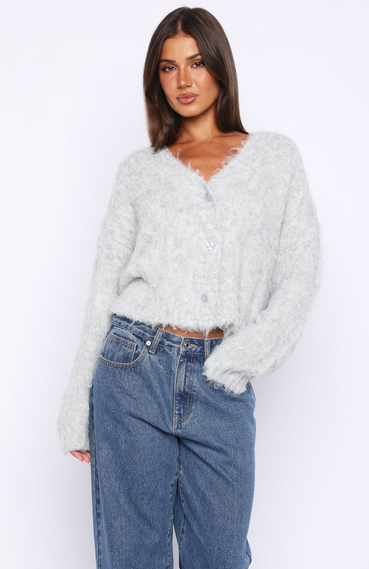 Cozy Vibes Knit Cardigan Grey Marle - Image 2