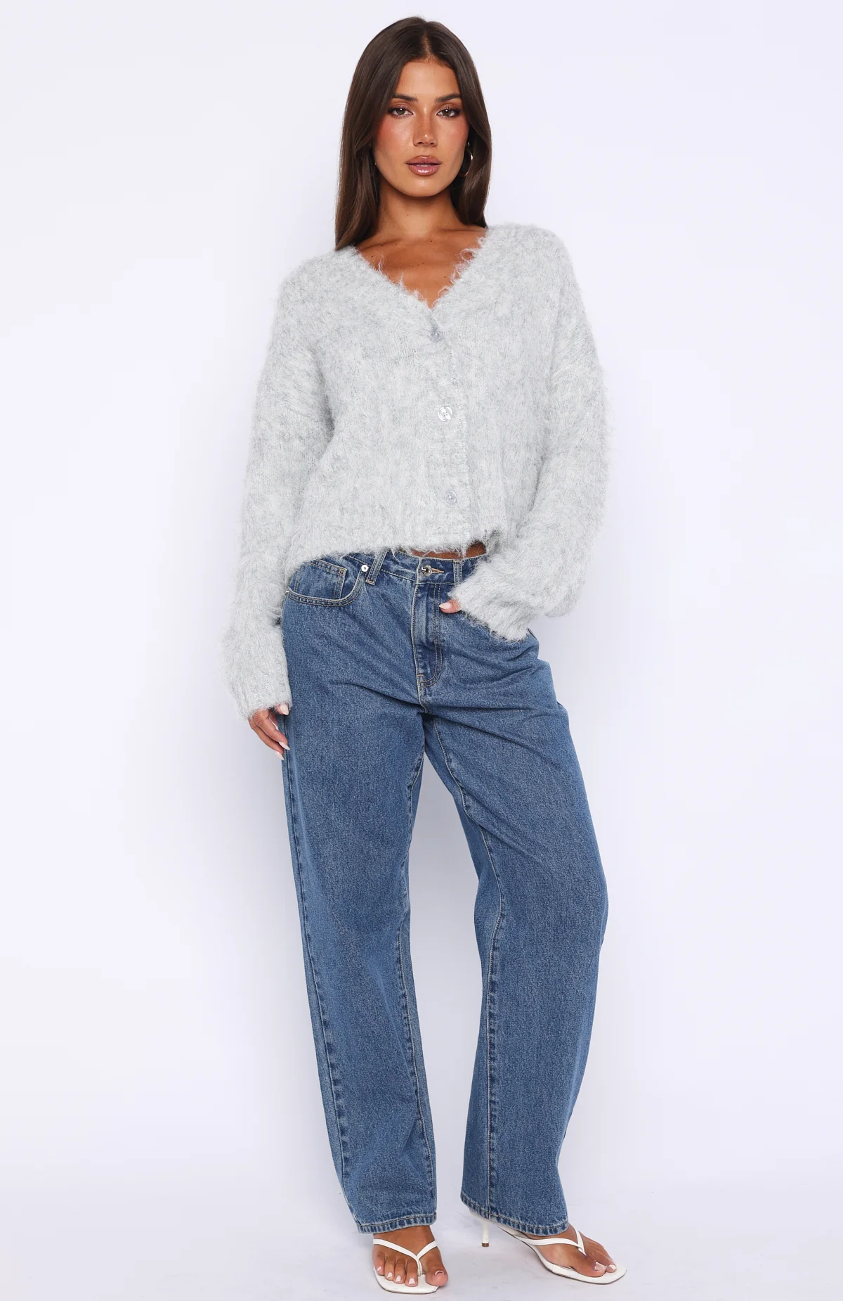 Cozy Vibes Knit Cardigan Grey Marle - Image 5