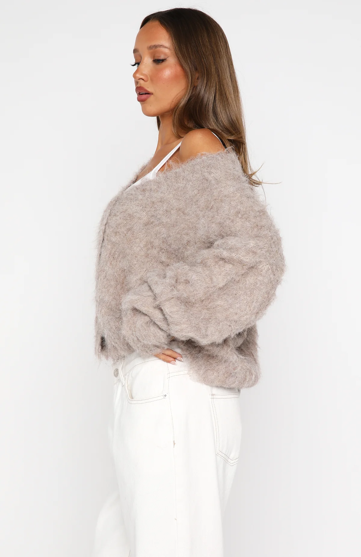 Cozy Vibes Knit Cardigan Taupe - Image 4