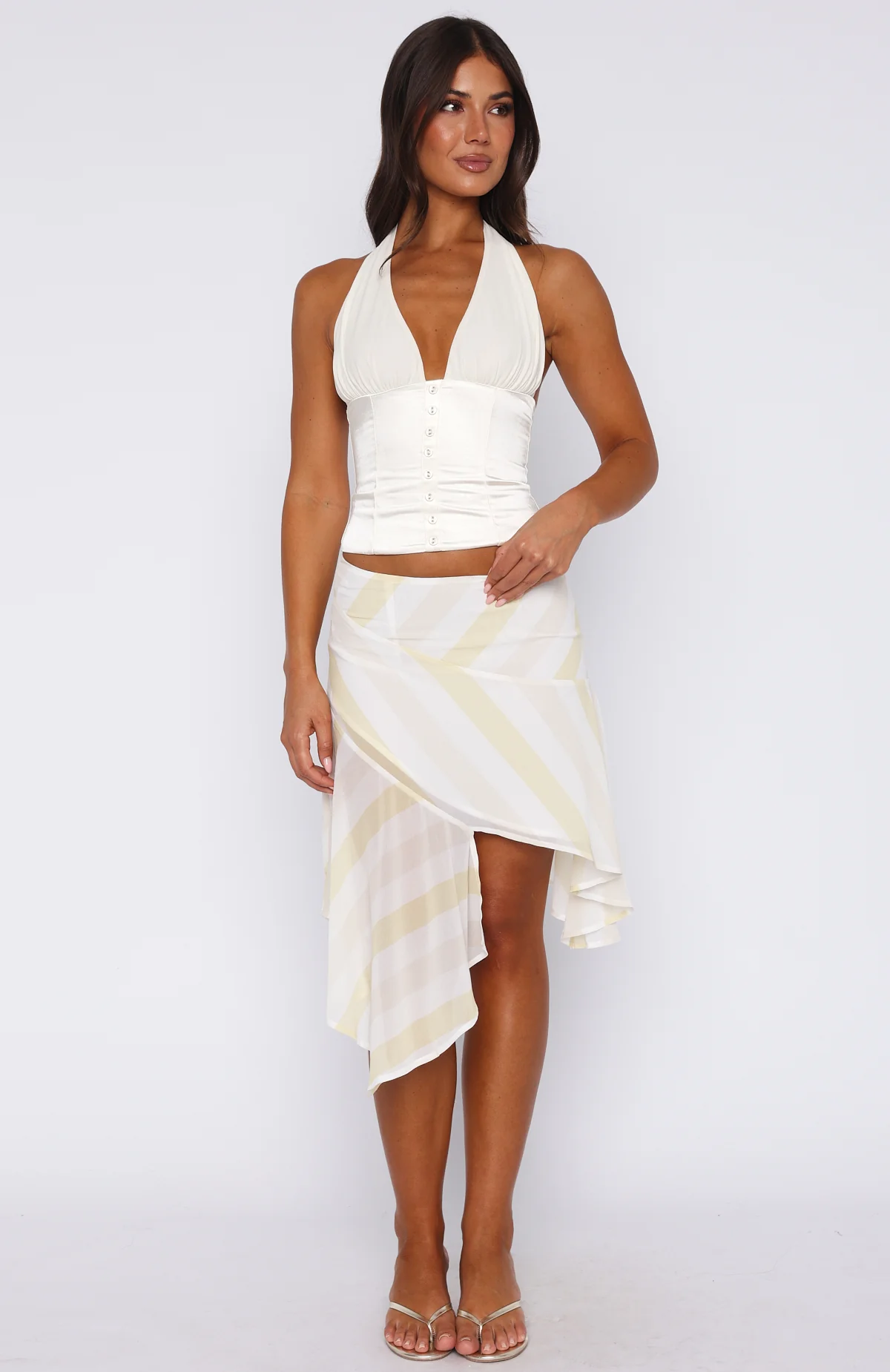 Crazy Romantic Midi Skirt Citrus Stripe - Image 2