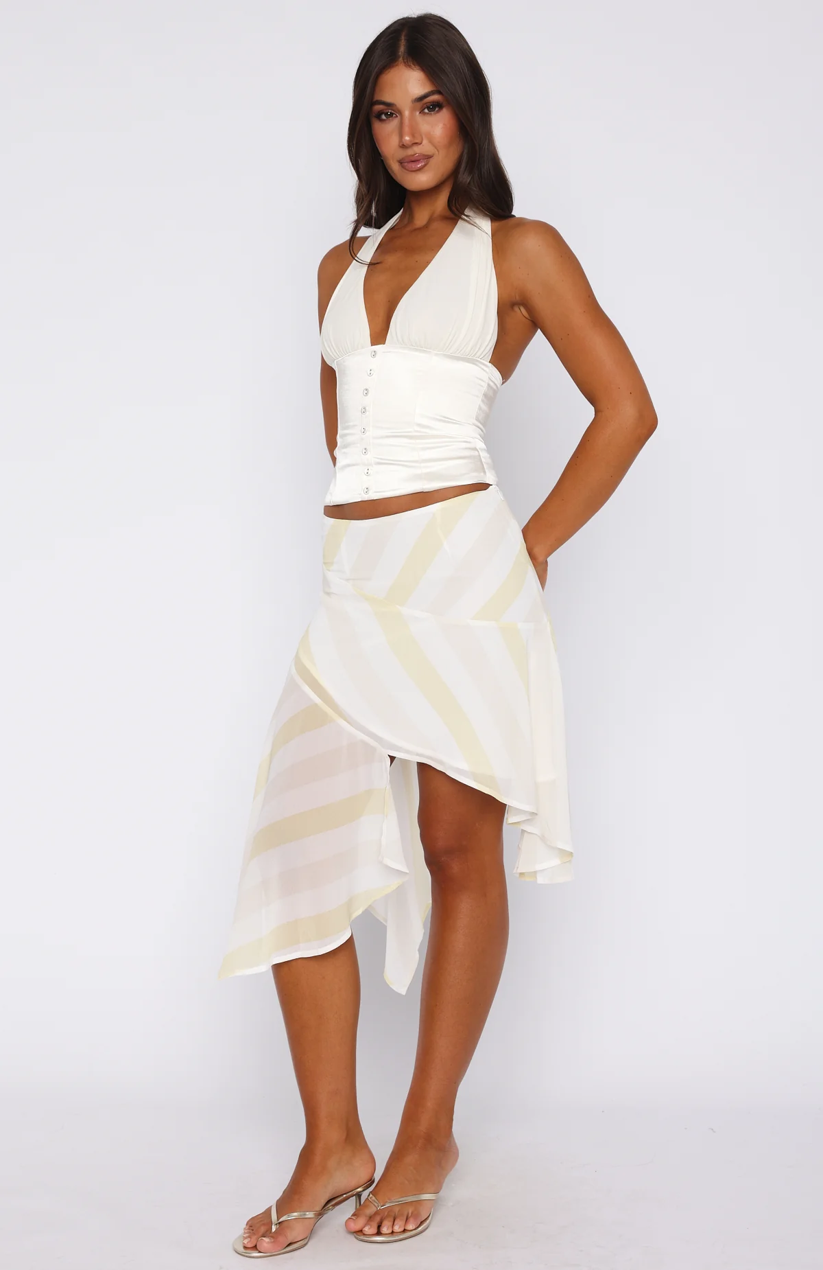 Crazy Romantic Midi Skirt Citrus Stripe - Image 3