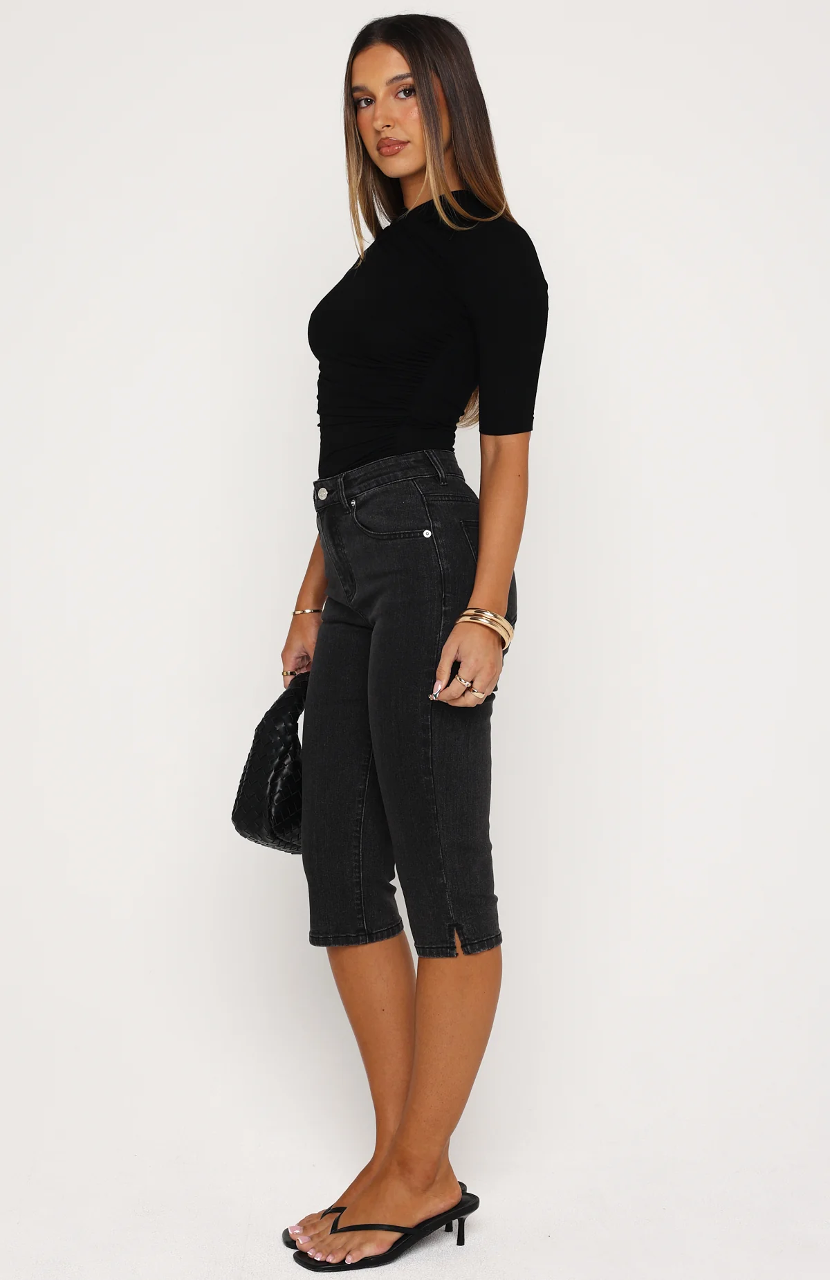 Cynthia High Rise Capri Jeans Black Acid - Image 3