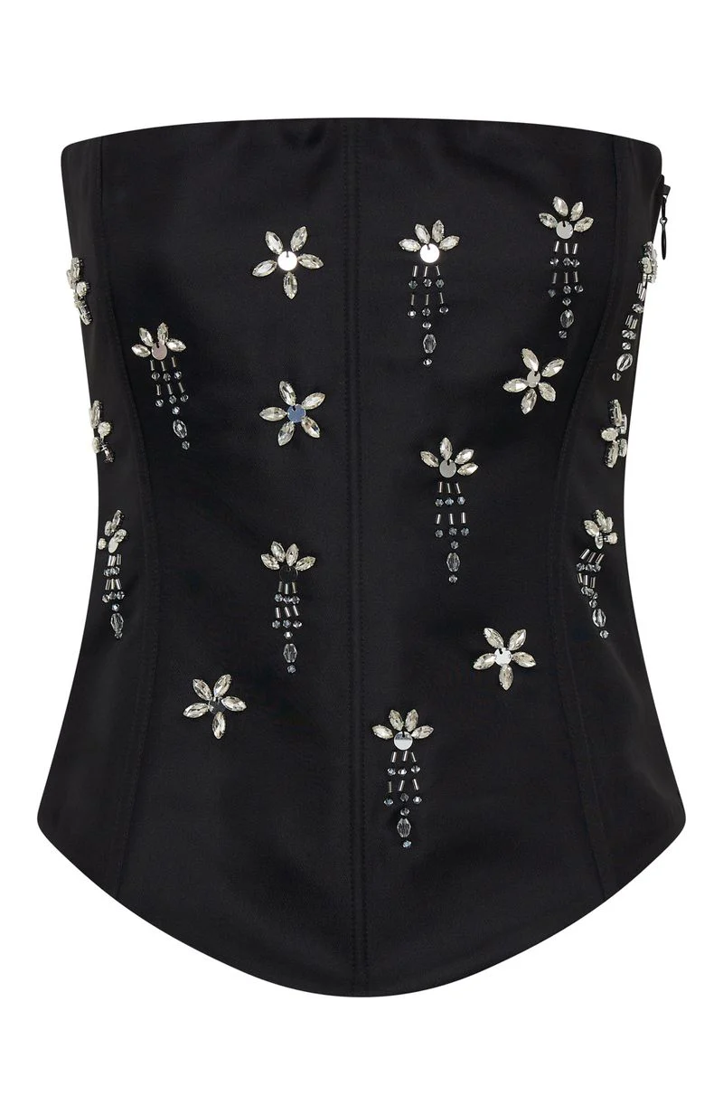 Damned Heart Embellished Bustier Black - Image 8